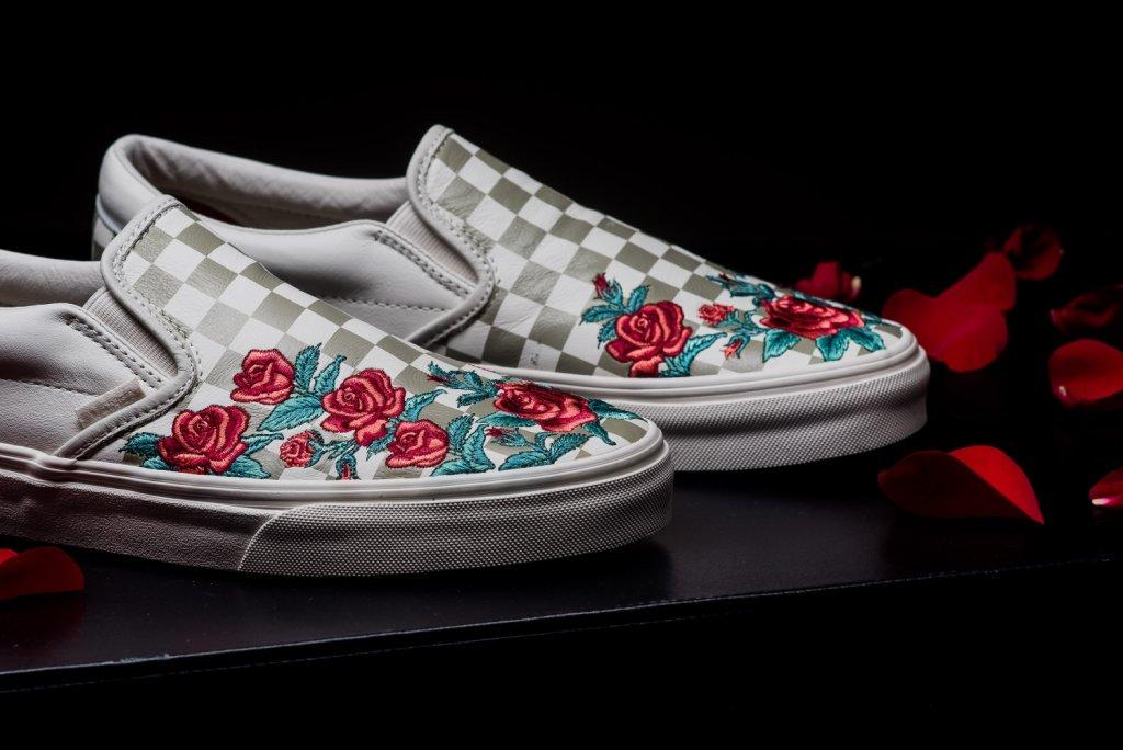 vans rose embroidery