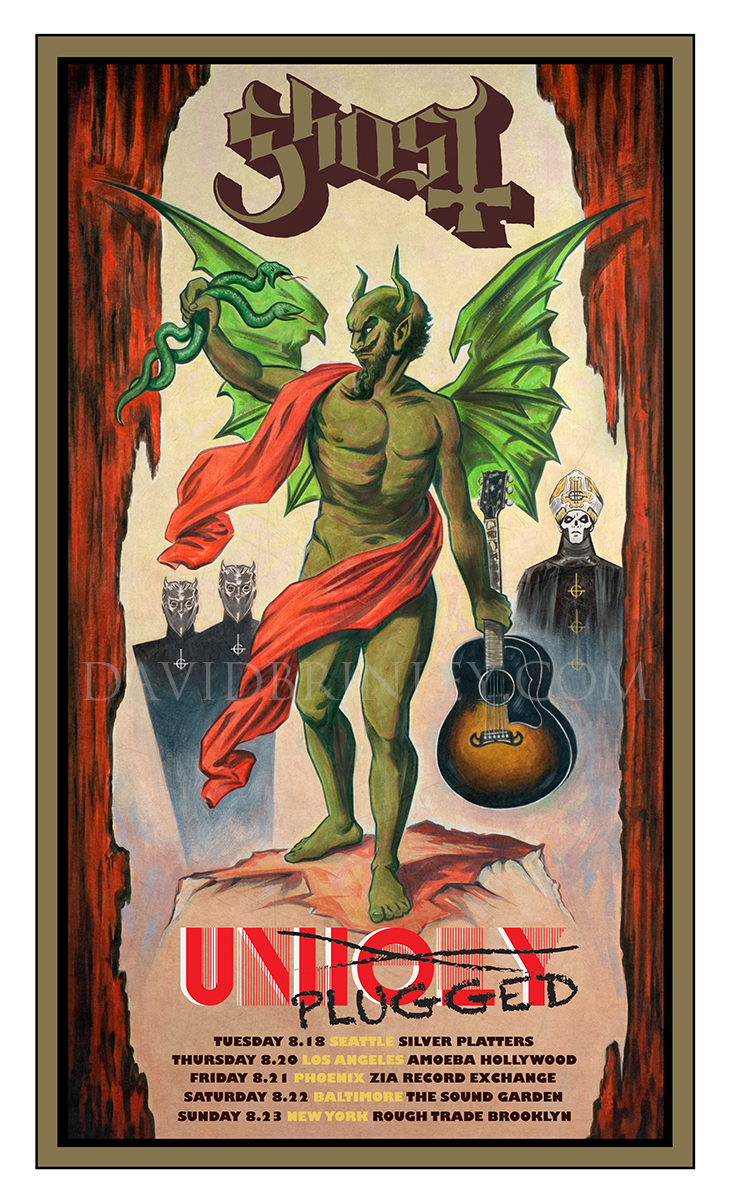 GHOST | Unholy/Unplugged acoustic tour 2015 Acrylic on paper and digital Official limited edition tour poster 