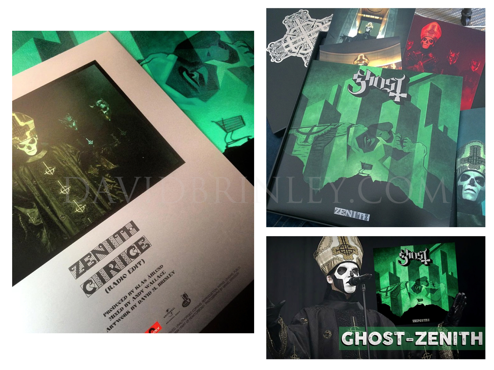   GHOST | Zenith | Meliora limited edition album box set    Acrylic on paper and digital  Official single 10" vinyl cover  Reaktor Recordings Sweden  limited editoin of 5000 copies 