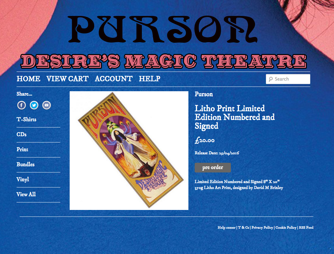   PURSON |&nbsp; Desire's Magic Theatre Tour poster 2016&nbsp;  Acrylic on paper and digital | Official website tour poster 