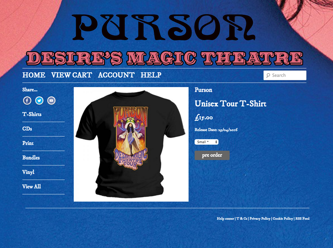   PURSON |&nbsp; Desire's Magic Theatre Tour poster 2016&nbsp;  Acrylic on paper and digital | Official tour t-shirt 