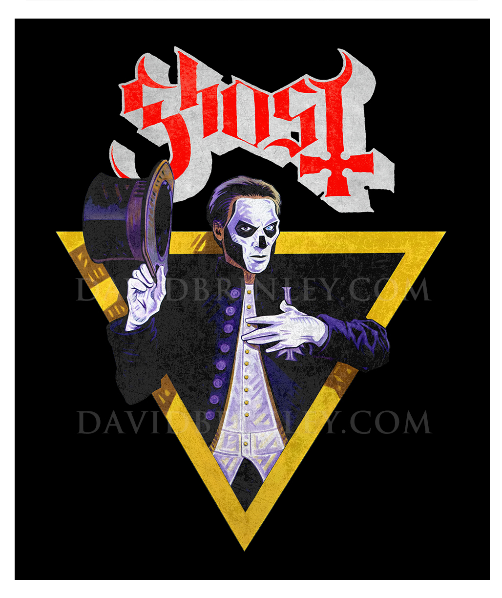   GHOST | The Popestar Tour 2016    Official limited edition VIP t-shirt    Acrylic on paper and digital  