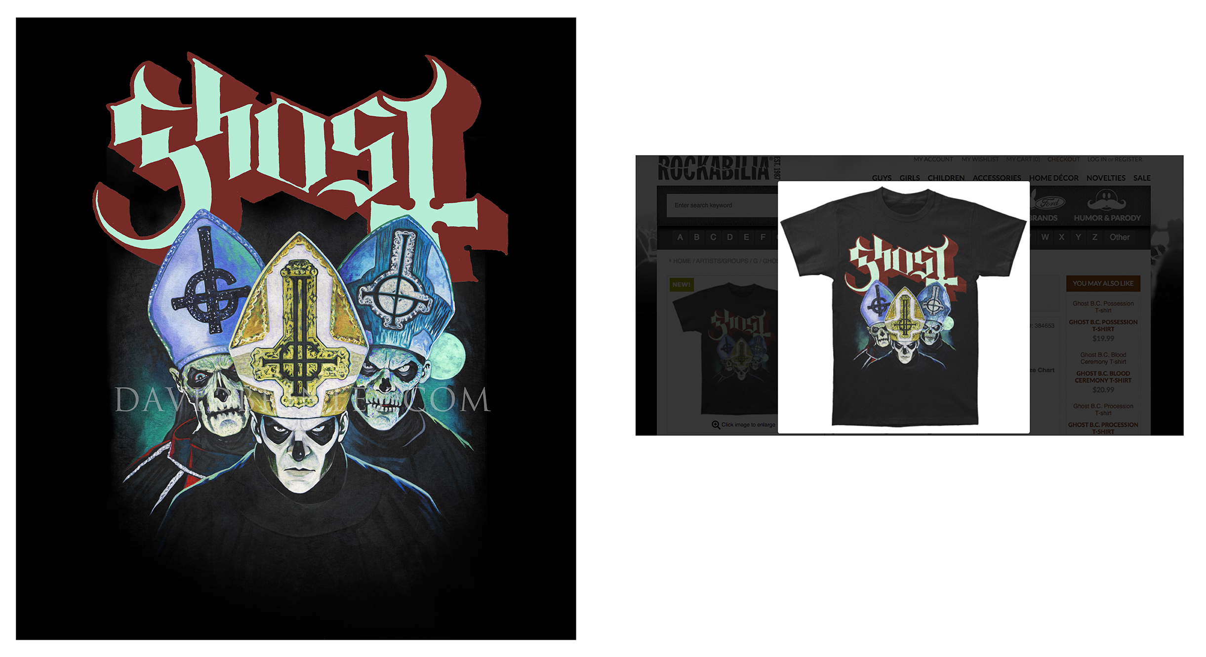 GHOST | Trinity Acrylic on paper and digital Official Rockabilia.com exclusive T-shirt