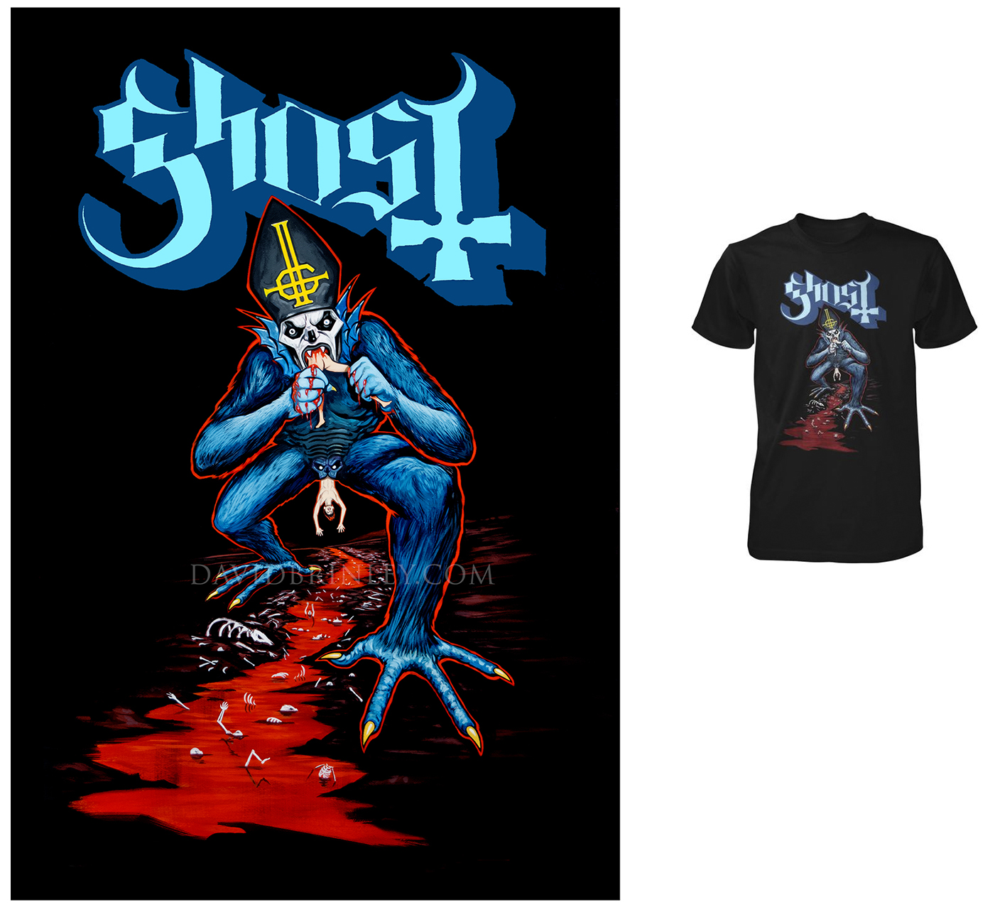   GHOST | The Devourer   Acrylic on paper and digital  Official Ghost exclusive T-shirt | 2017 