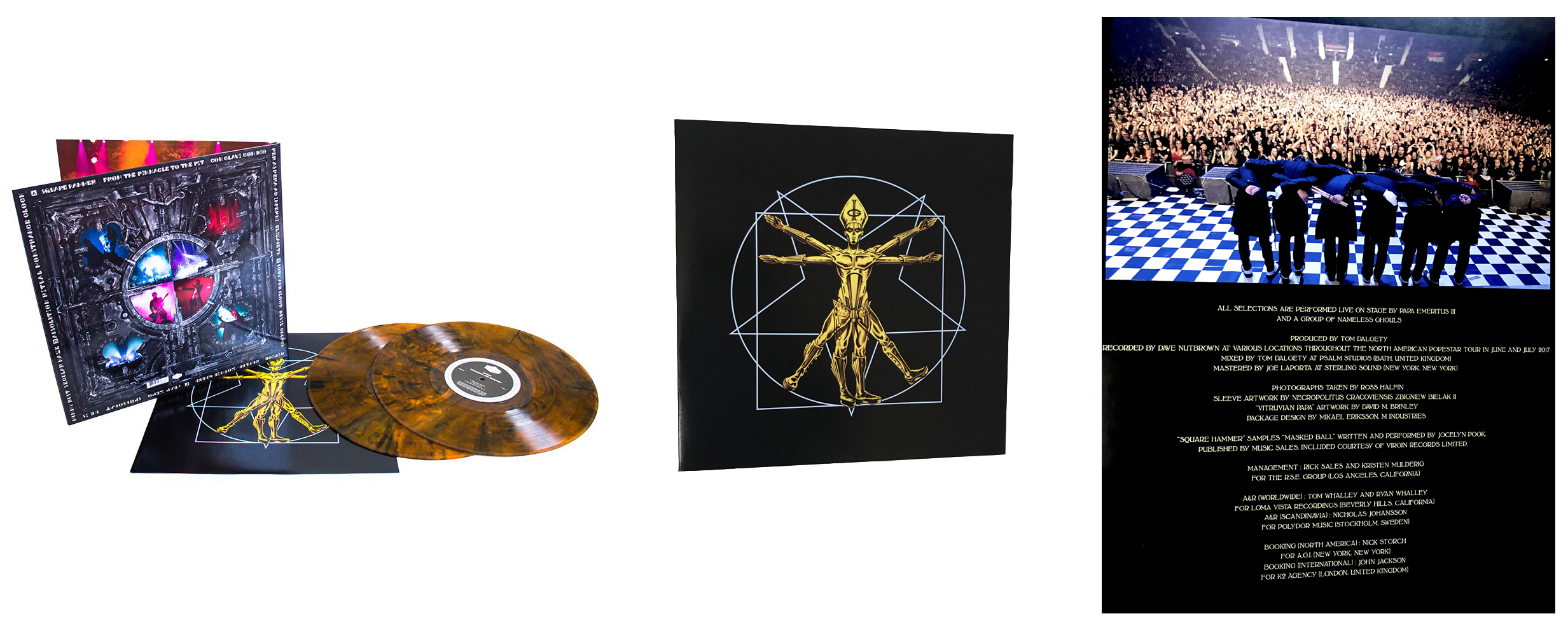 GHOST | Official Ceremony and Devotion 2xLP 'Vitruvuan Papa' 12" x 12" LP booklet cover illustration | 2018 Acrylic on paper and digital