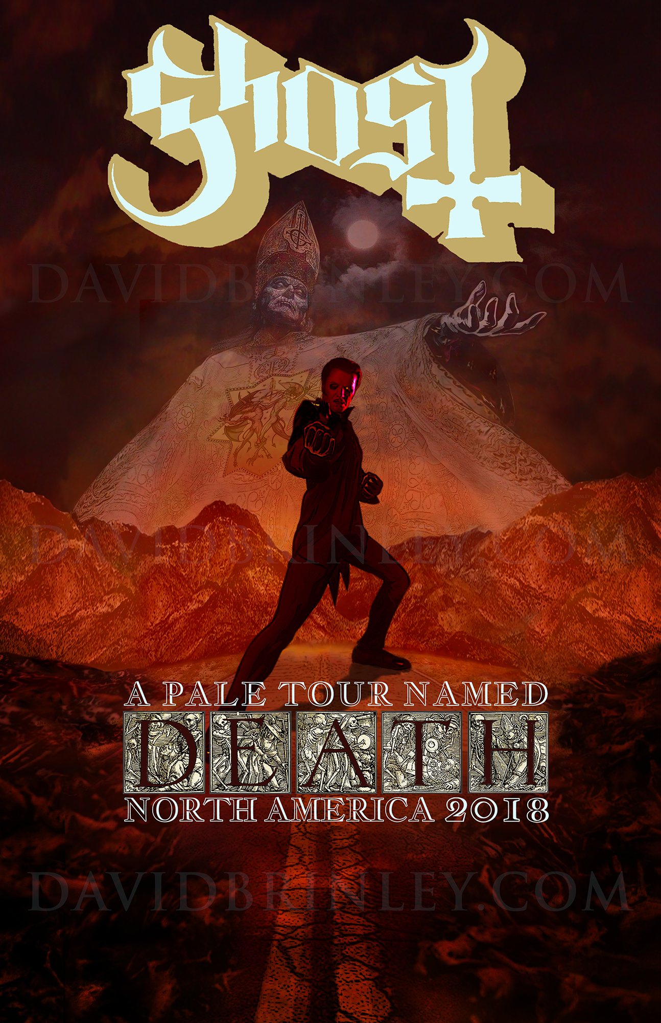 GHOST | A Pale Tour Named Death USA Tour 2018 Official poster David M. Brinley | Illustrator Designer Acrylic and Digital