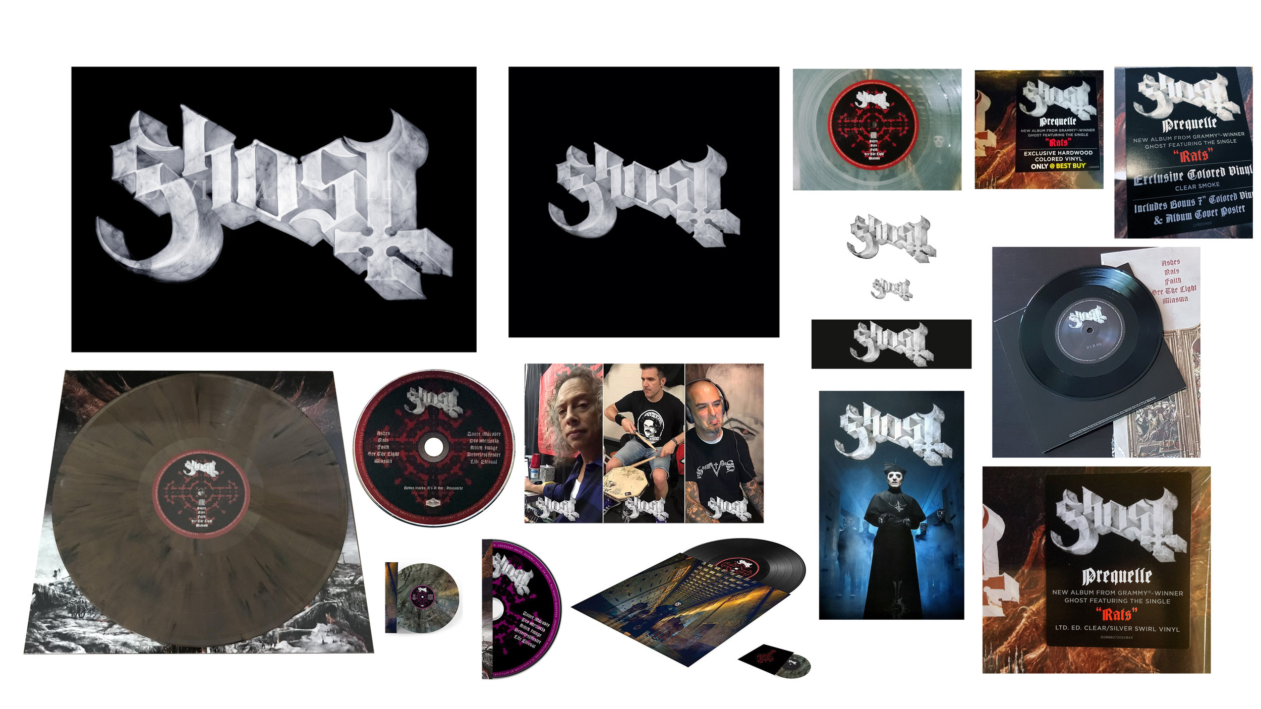   GHOST | marble logo 2018   LP, CD, and 7” | logo and hype sticker  Acrylic on paper and digital     