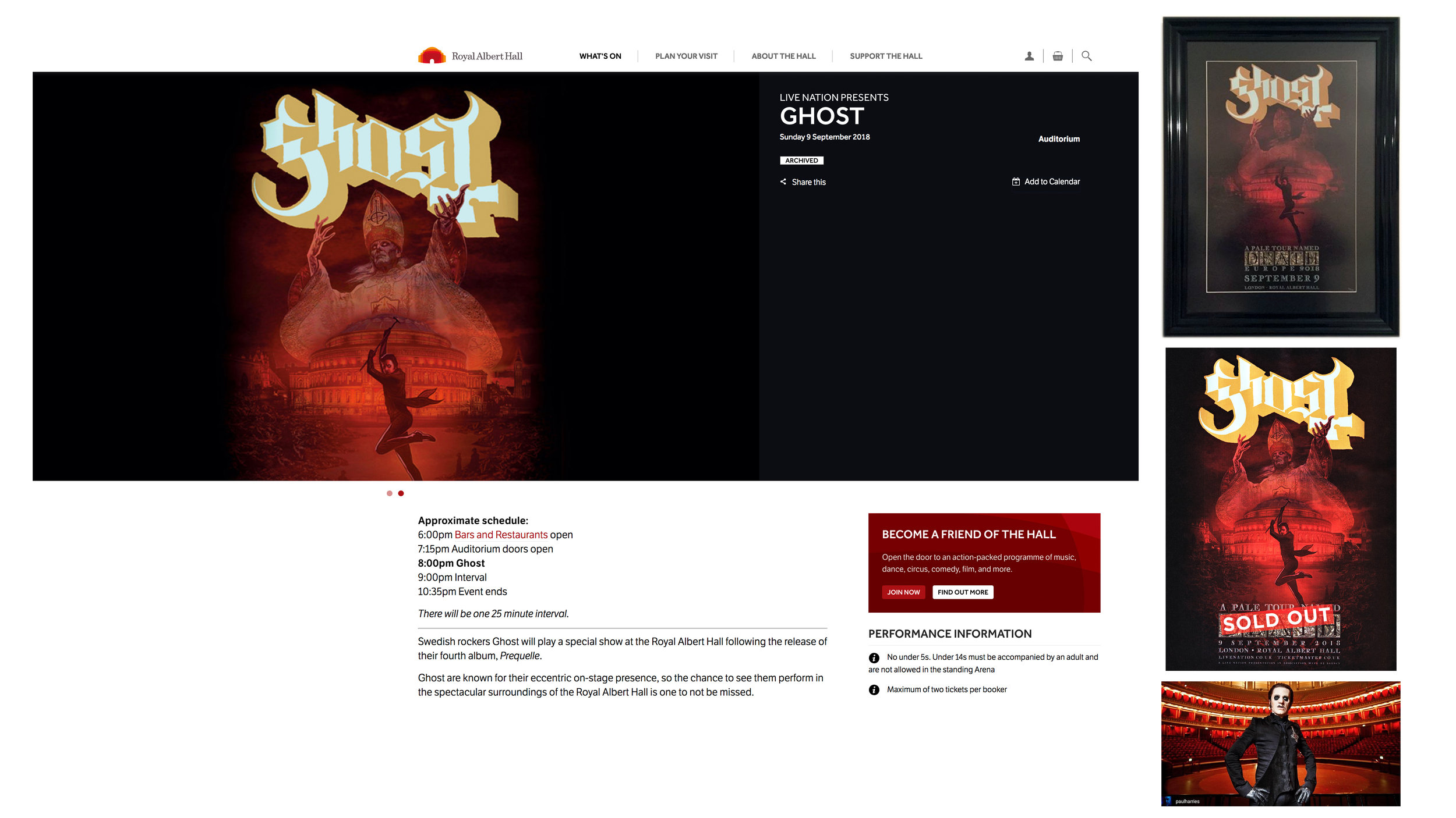 GHOST | Royal Albert Hall | September 9, 2018 A Pale Tour Named Death Official poster David M. Brinley | Illustrator Designer Acrylic and Digital