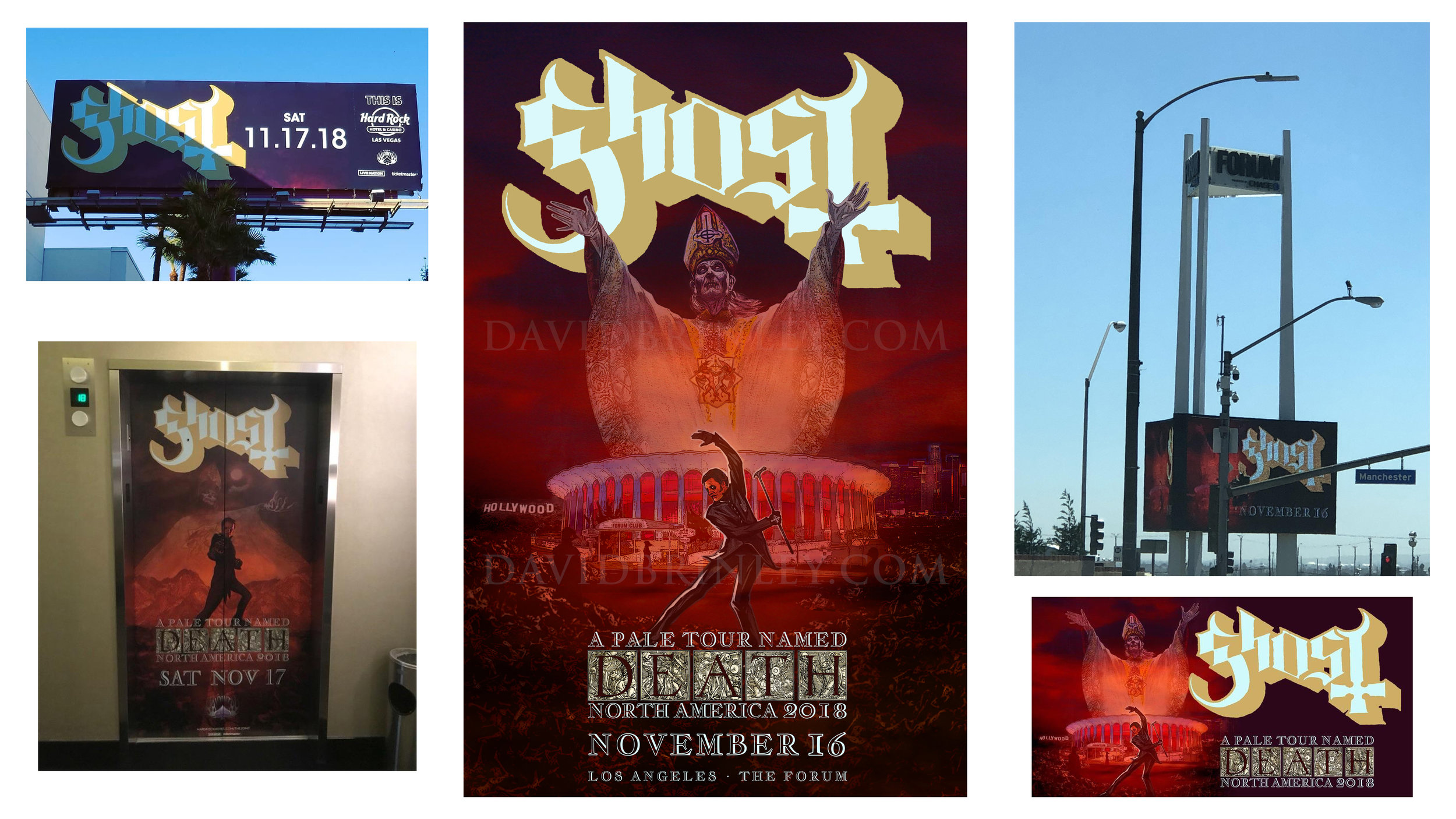   GHOST | Los Angeles Forum &amp; Hard Rock Hotel and Casino Las Vegas   Official concert promo poster and billboard/marquee graphics 
