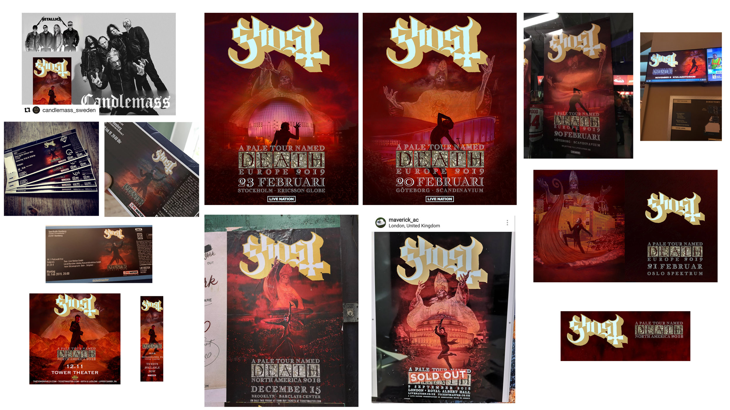   GHOST | A Pale Tour named Death 2018/2019   Official concert promo posters, t-shirts, tickets and marquee graphics 