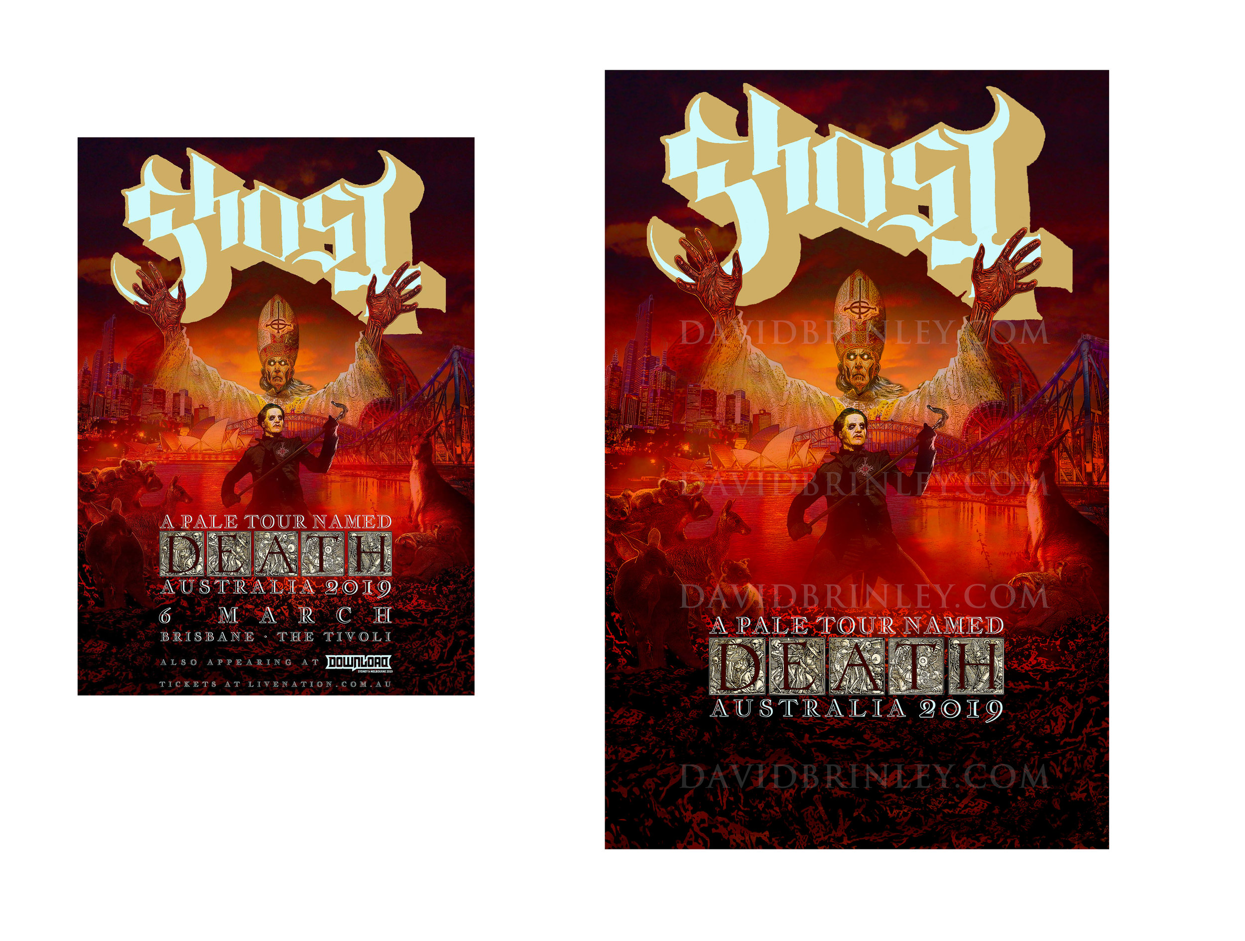   GHOST | Australia 2019   A Pale Tour Named Death Official poster  David M. Brinley | Illustrator Designer  Acrylic and Digital 