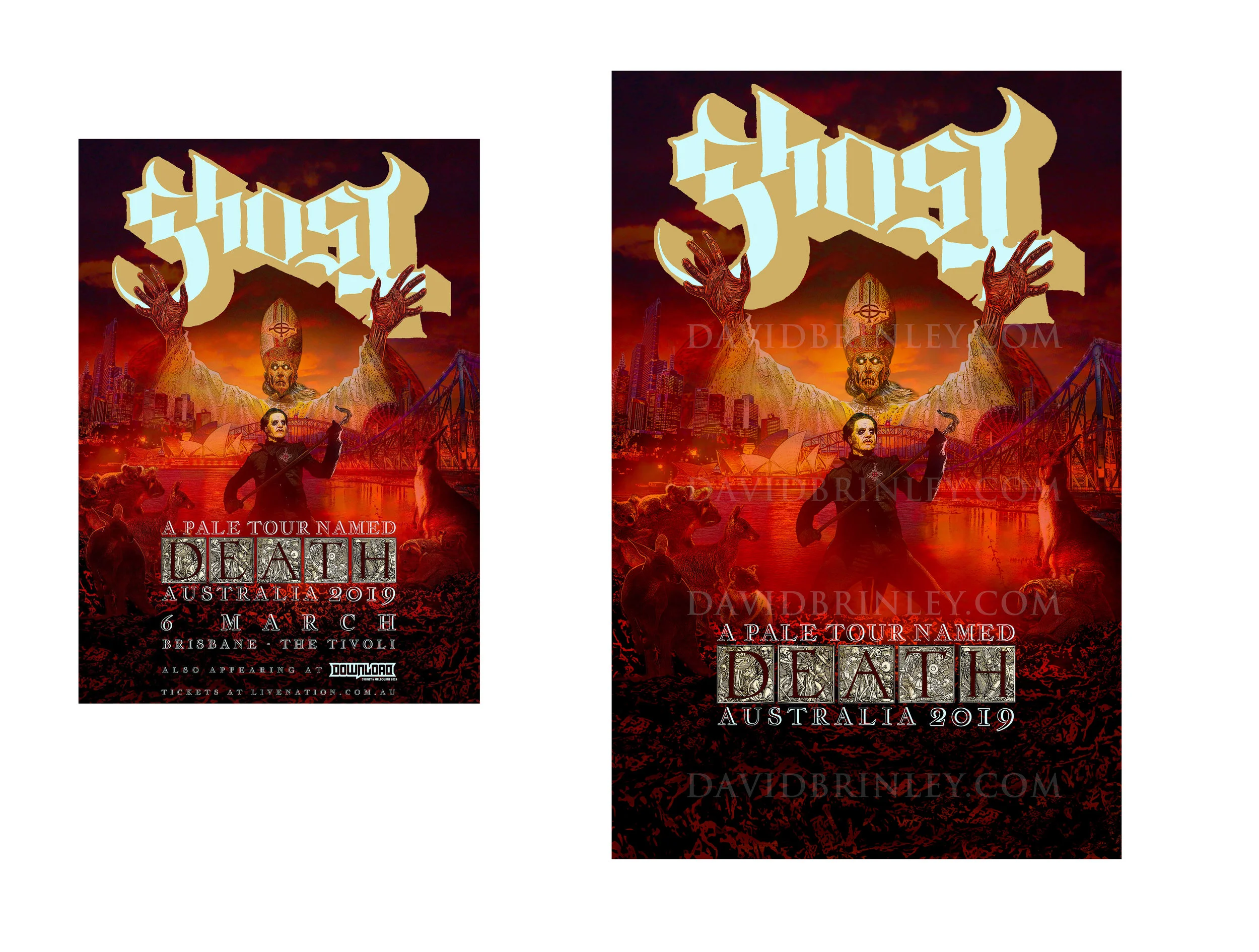 GHOST | Australia 2019 A Pale Tour Named Death Official poster David M. Brinley | Illustrator Designer Acrylic and Digital