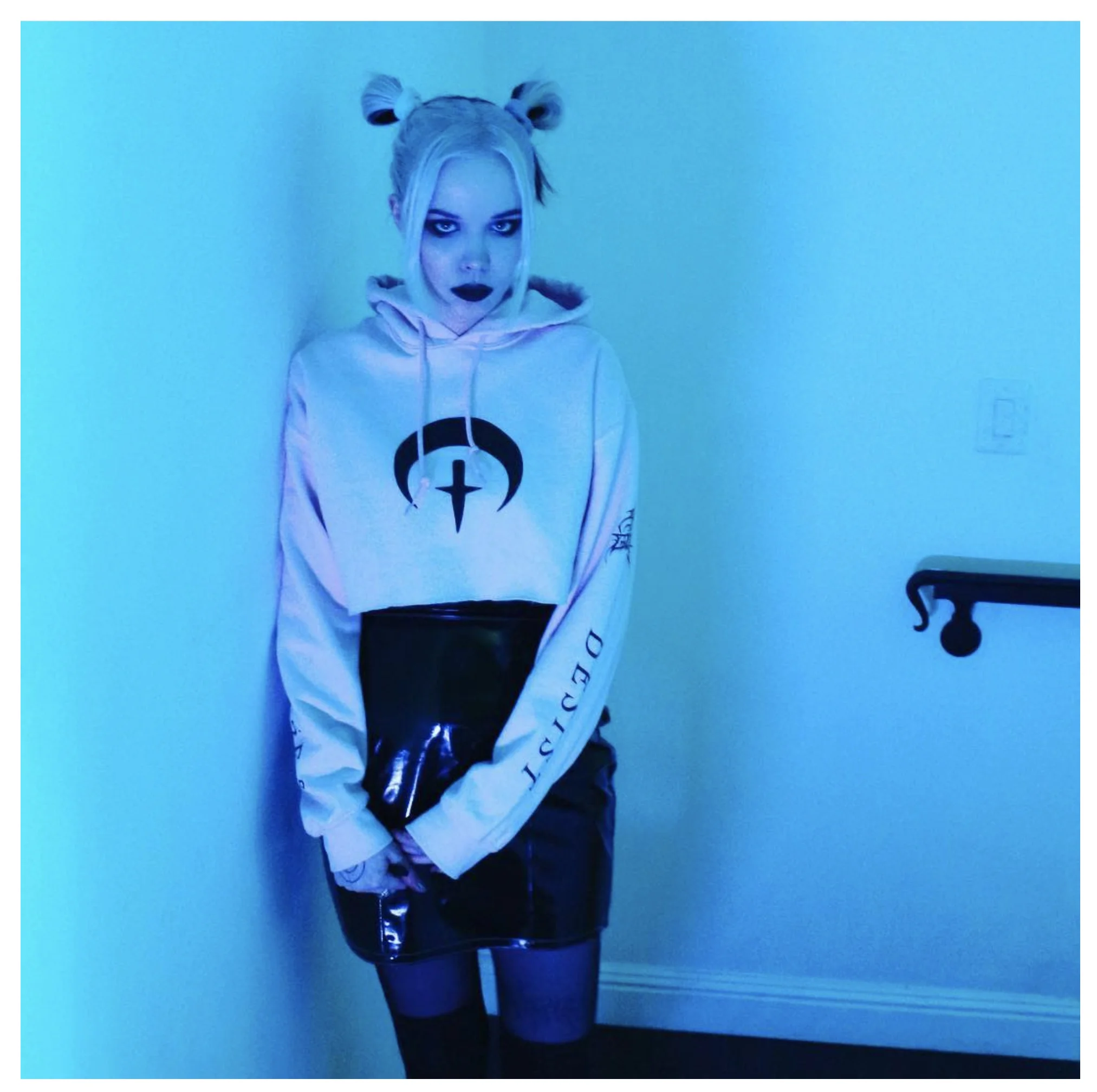 Alice Glass | Pink hoodie moon dagger logomark design (2017) David M. Brinley Illustration