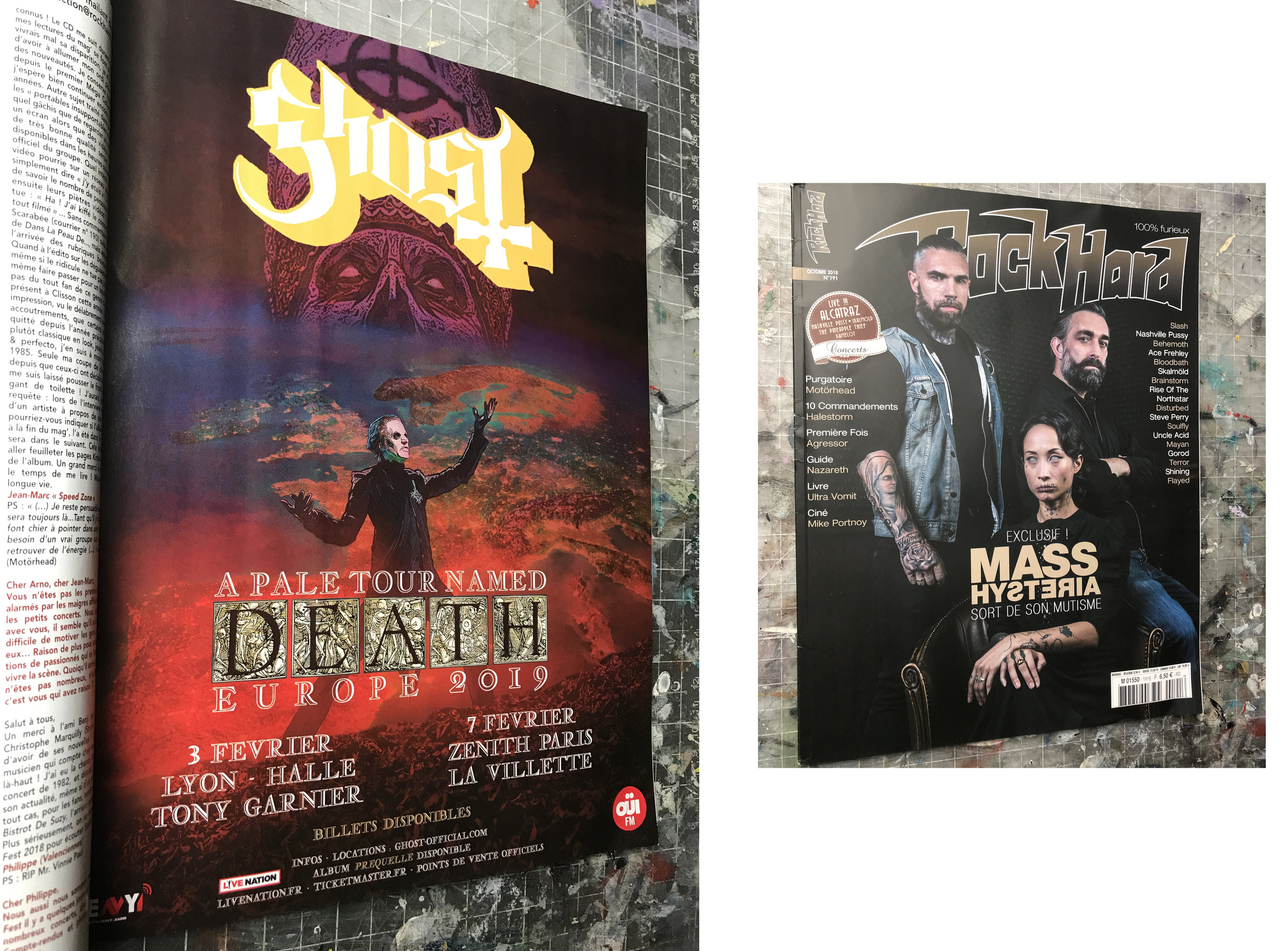   GHOST | A Pale Tour named Death 2019 France poster |    Rock Hard France magazine advert | October 2018 (issue #191)   Official concert promo 