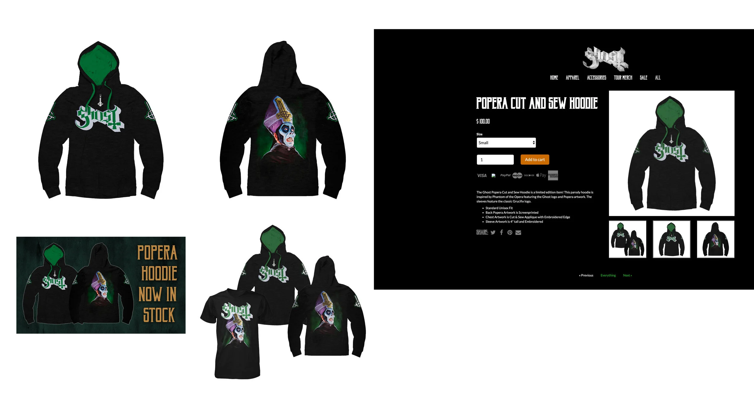 GHOST | Official 'Popera' cut and sew hoodie 2018 Acrylic on paper and digital