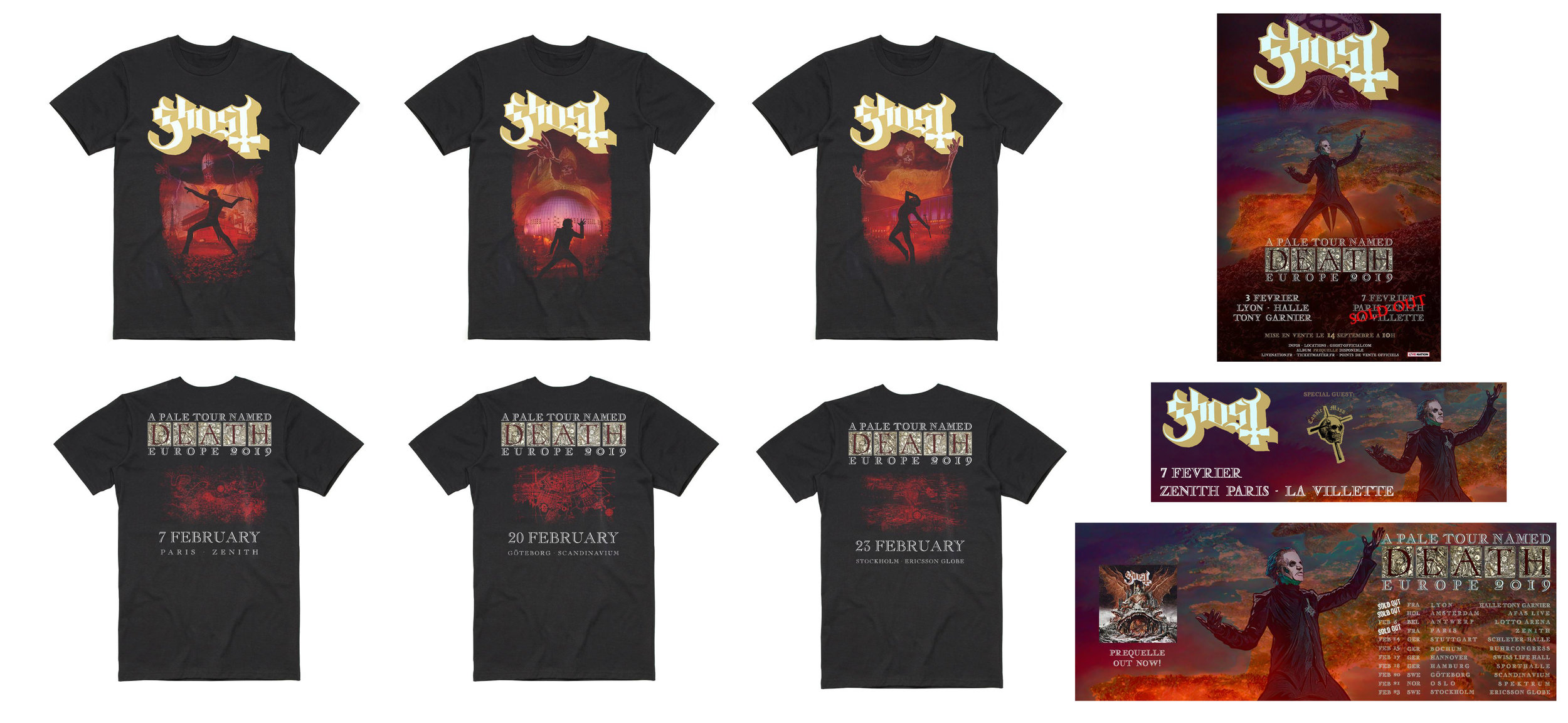   GHOST | A Pale Tour named Death 2019   Official limited edition concert t-shirts and venue promo 