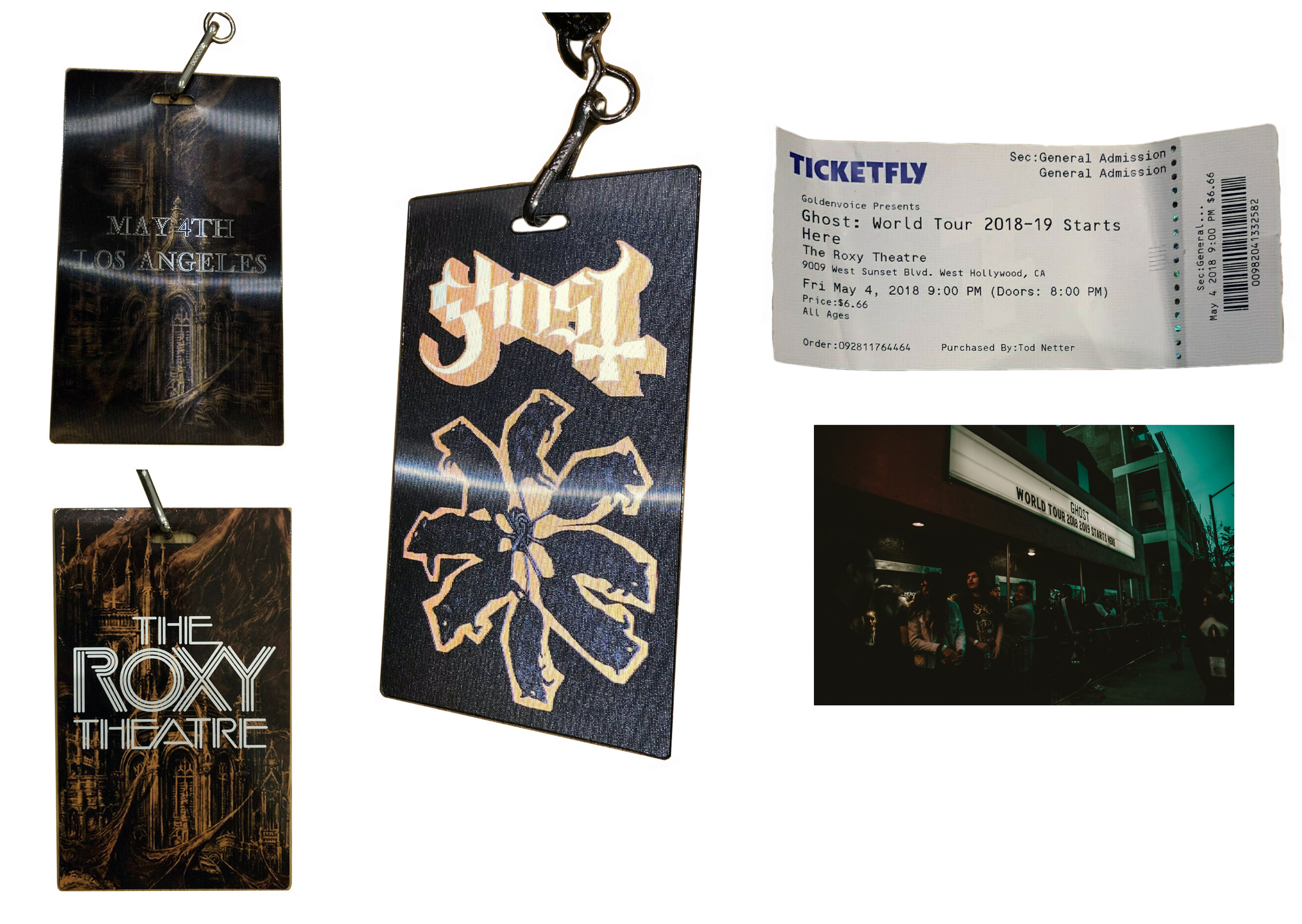   GHOST  | Roxy Theatre ‘Rats’ badge | Los Angeles CA | May 4, 2018 