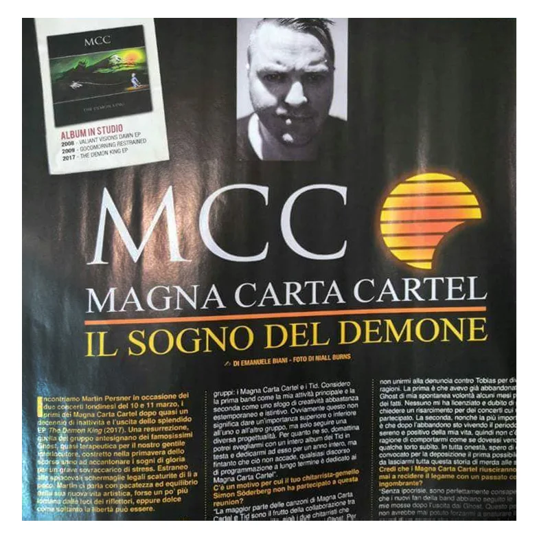Magna Carta Cartel The Demon King EP Martin Persner interview Rock Hard Italy magazine | Summer 2018