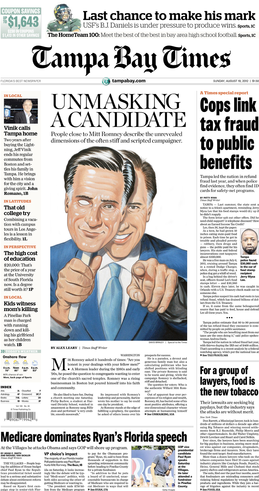   ‘Mitt Romney: Unmasking a Candidate’  &nbsp;| The Tampa Bay Times editorial portrait  