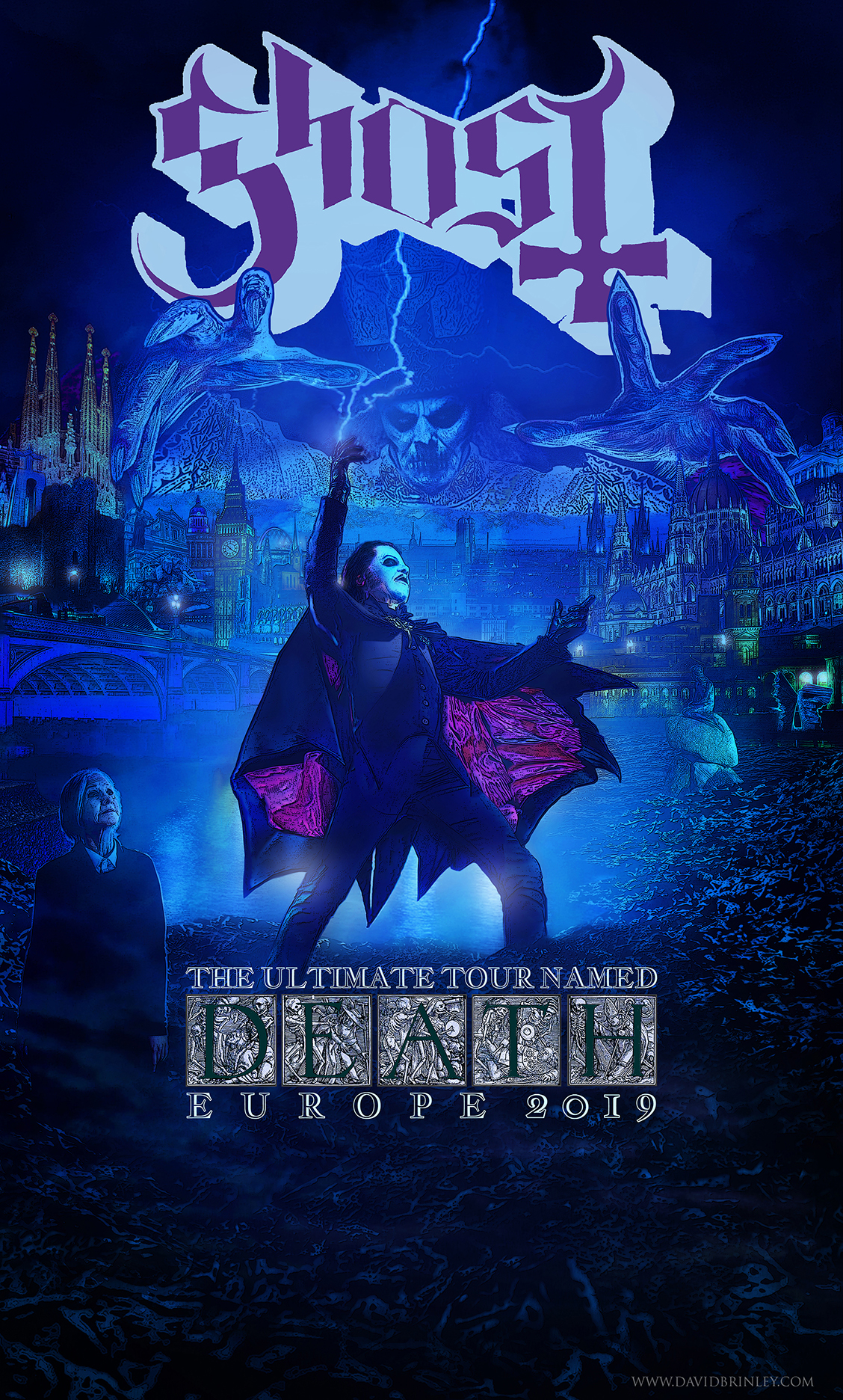   GHOST | The Ultimate Tour Named Death | Europe 2019    Official Tour Poster   Acrylic and digital 