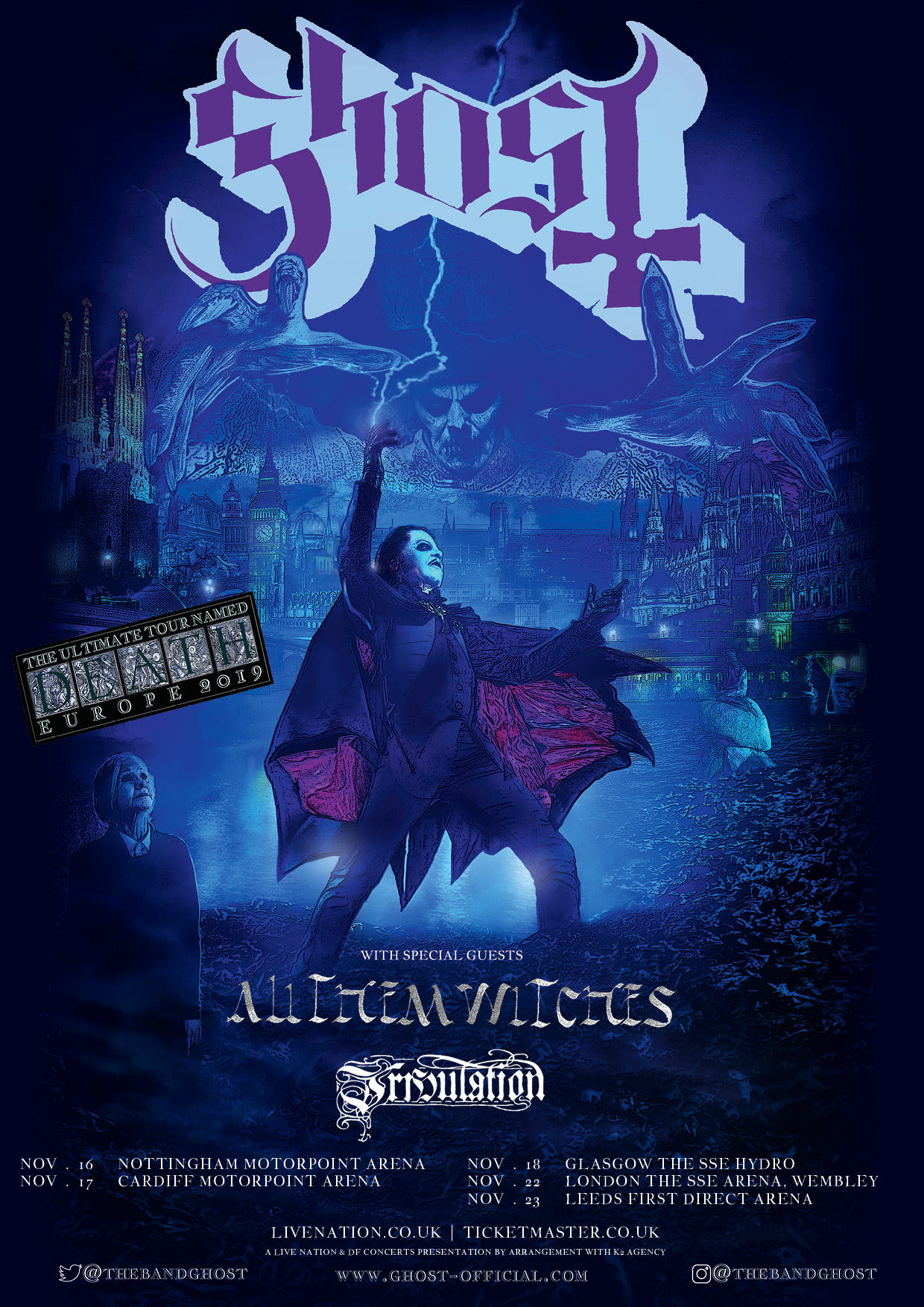   GHOST | The Ultimate Tour Named Death | Europe  2019    Official Tour Poster   Acrylic and digital 