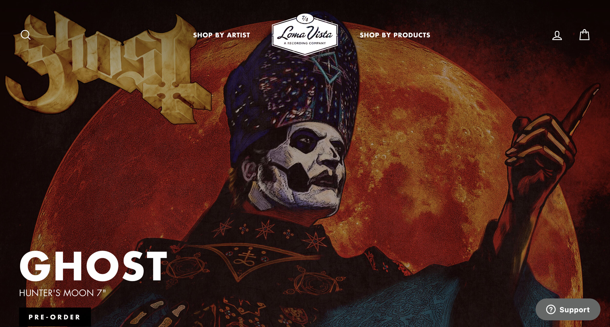 GHOST | Hunter’s Moon | vinyl 7” single cover | from the Halloween Kills movie soundtrack | Loma Vista Recordings homepage