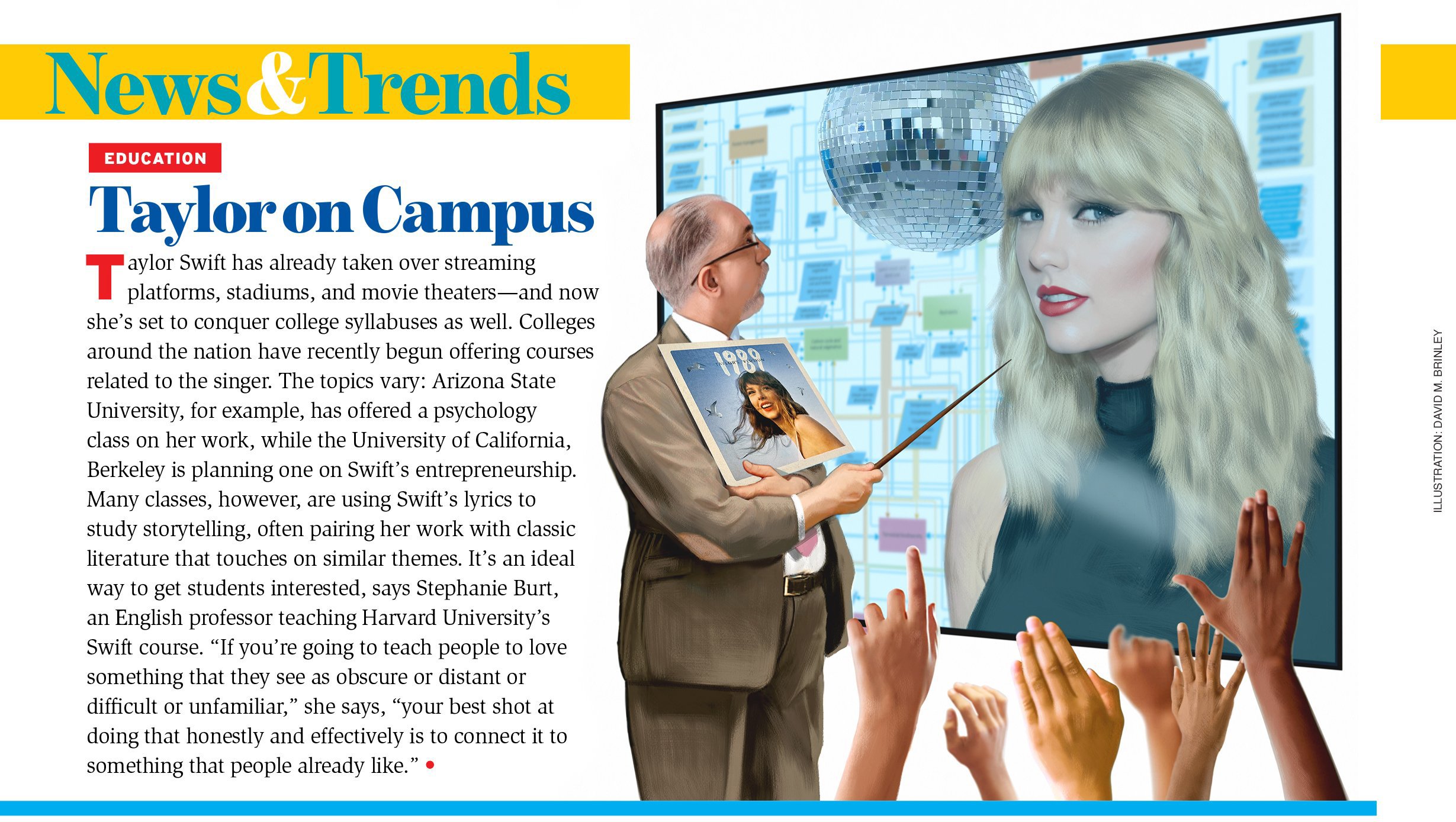 Taylor on Campus | New York Times/Scholastic Upfront magazine | February 19, 2024