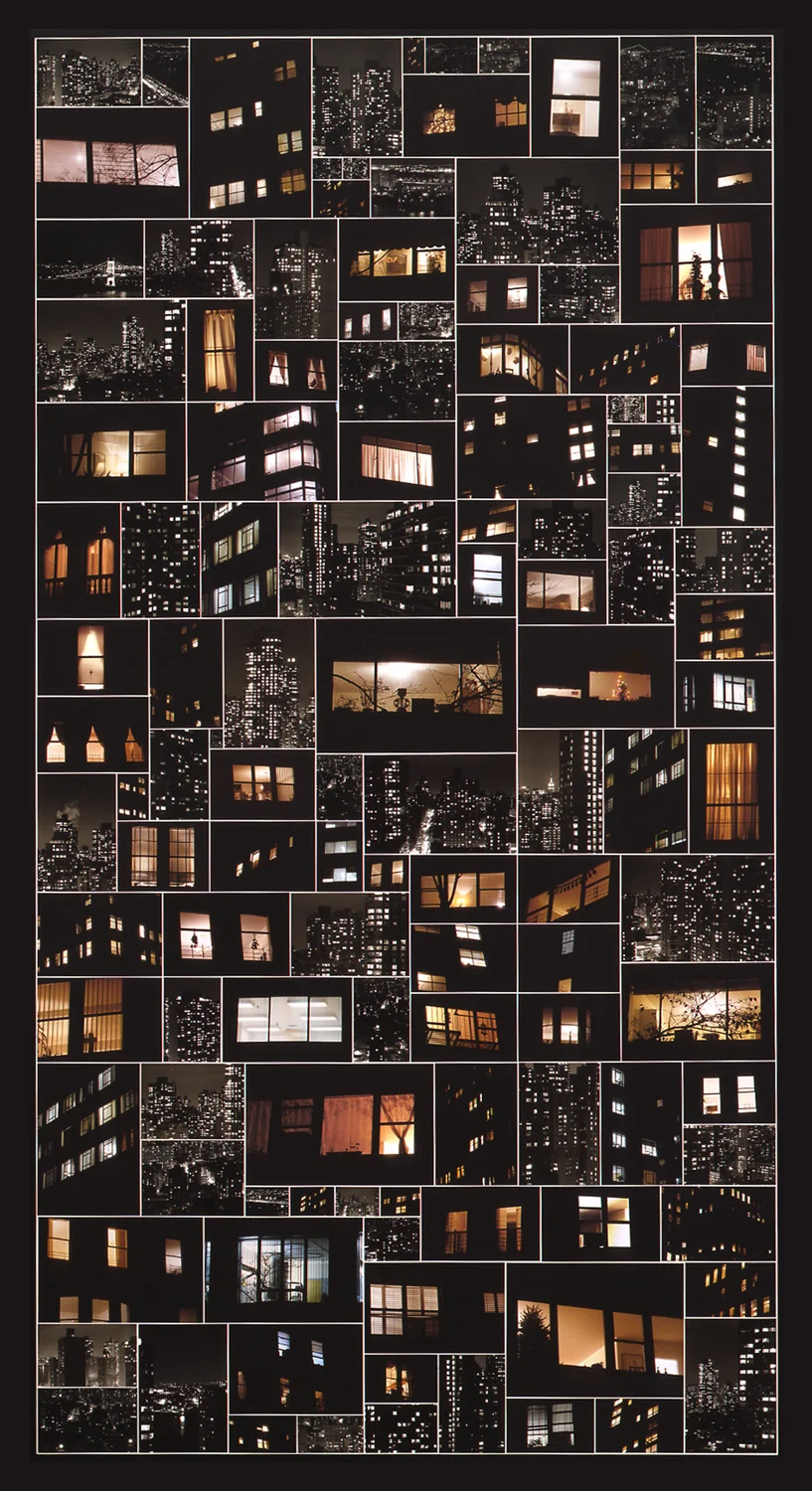 Encyclopedic Pictures (City Lights), 2002, Photocollage (unique, archival ink jet prints on panel), 95.5 x 51.5 Inches