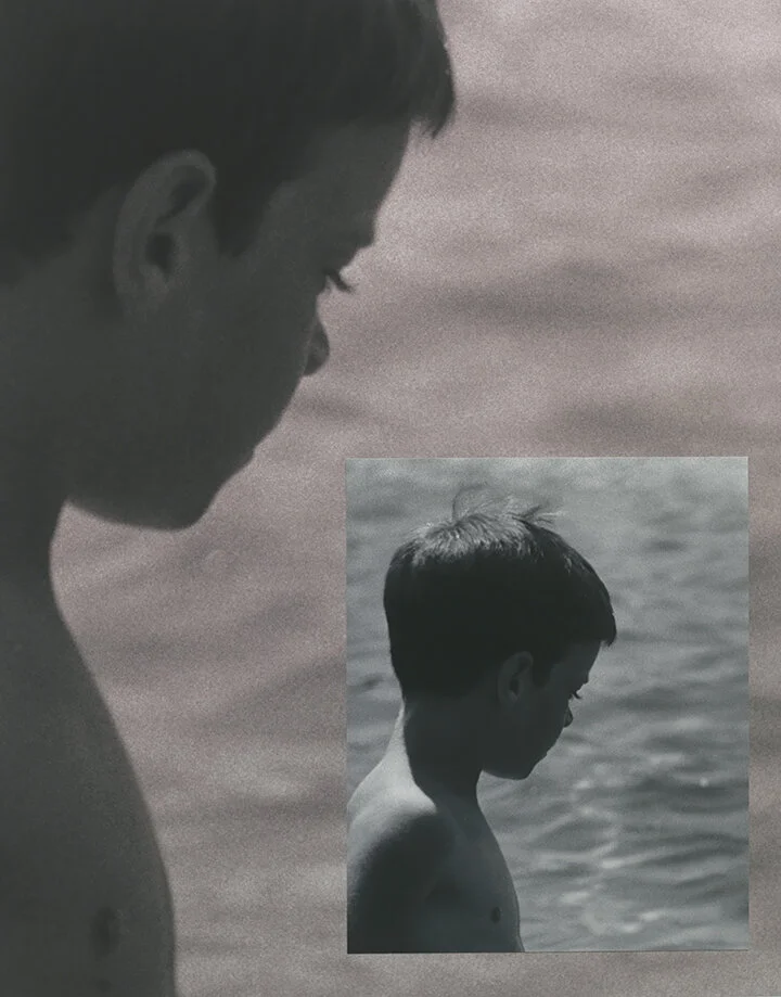 Blow Up / Boy Looking, 2019, 2 Archival Inkjet Prints Layered, 50" x 40" 