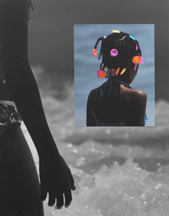 Flower Braids / Blow Up, 2019, 2 Archival Inkjet Prints Layered, 50" x 40" 