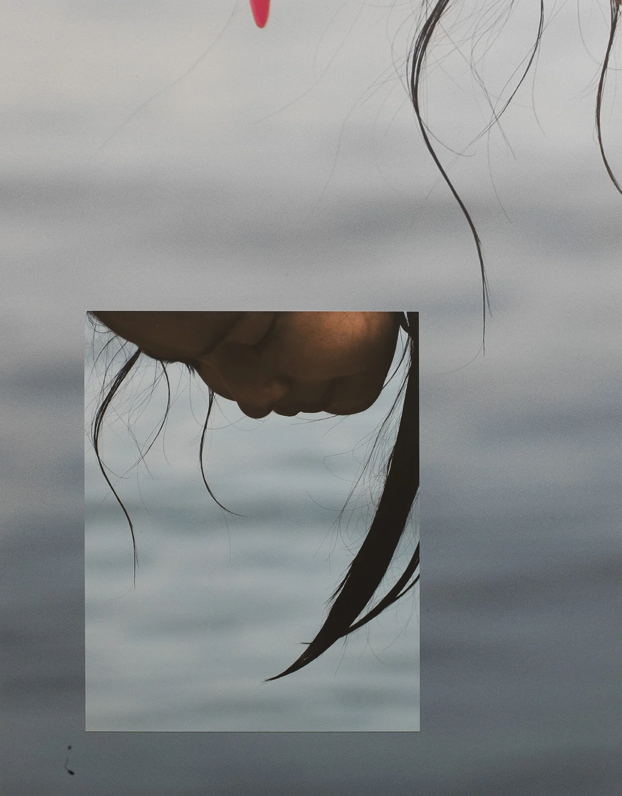 Girl with Long Hair / Blow Up,  2019, 2 Archival Inkjet Prints Layered, 50" x 40" 