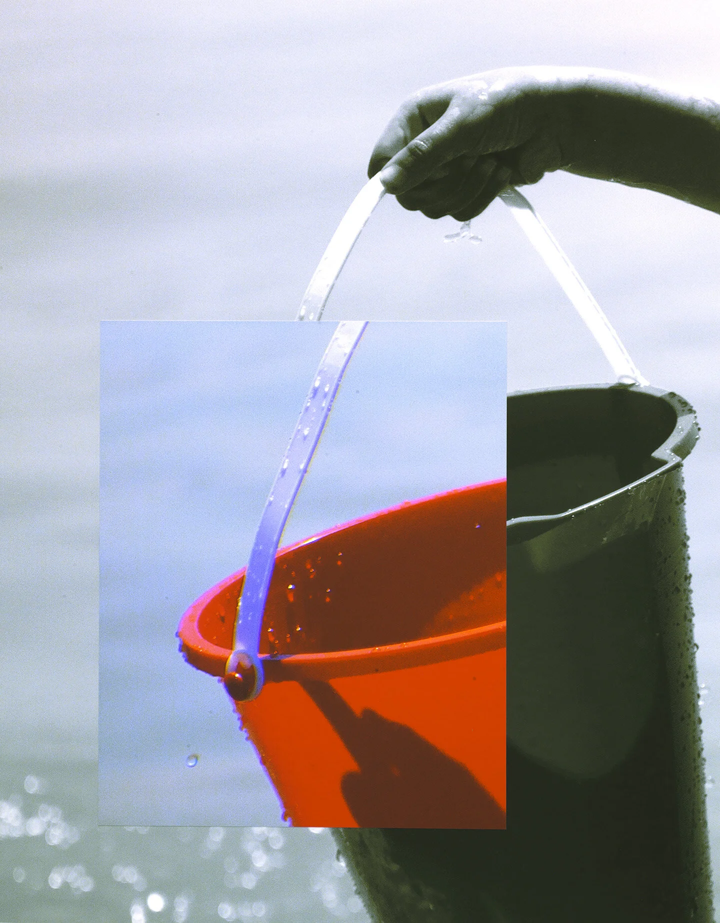 Red Pail / Blow Up, 2019, 2 Archival Inkjet Prints Layered, 50" x 40"  