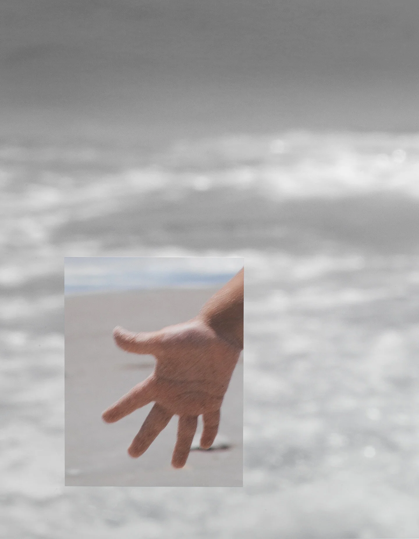 Sandy Hand / Blow Up, 2019, 2 Archival Inkjet Prints Layered, 50" x 40"  