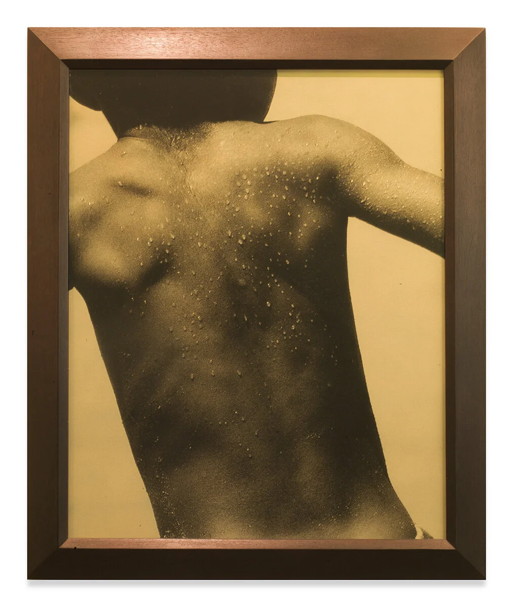  Goldtones / Boys Back, 2021, Plexiglass with 24 carat gold leaf, 23.5" x 19.5"   