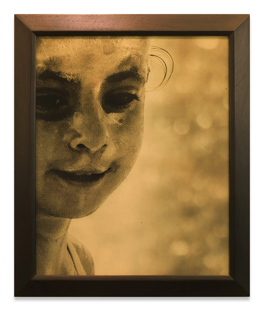  Goldtones / Suntan Lotion, 2021, Plexiglass with 24 carat gold leaf, 23.5" x 19.5"   