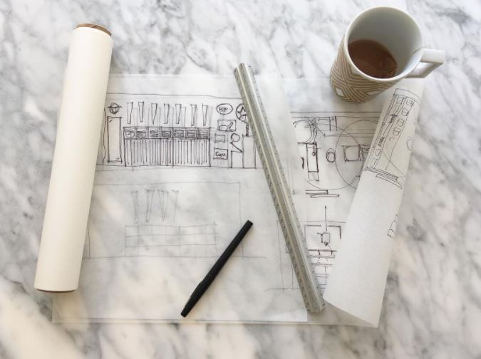 Morning brainstorming sesh with my motorcycle-riding-tea-drinking-wave-surfing-dream-chasing-fashionista @popeofjbwelding #sketch #design #architecture #interiordesign #retaildesign #blackandwhite #blackandwhitesketch #productd
