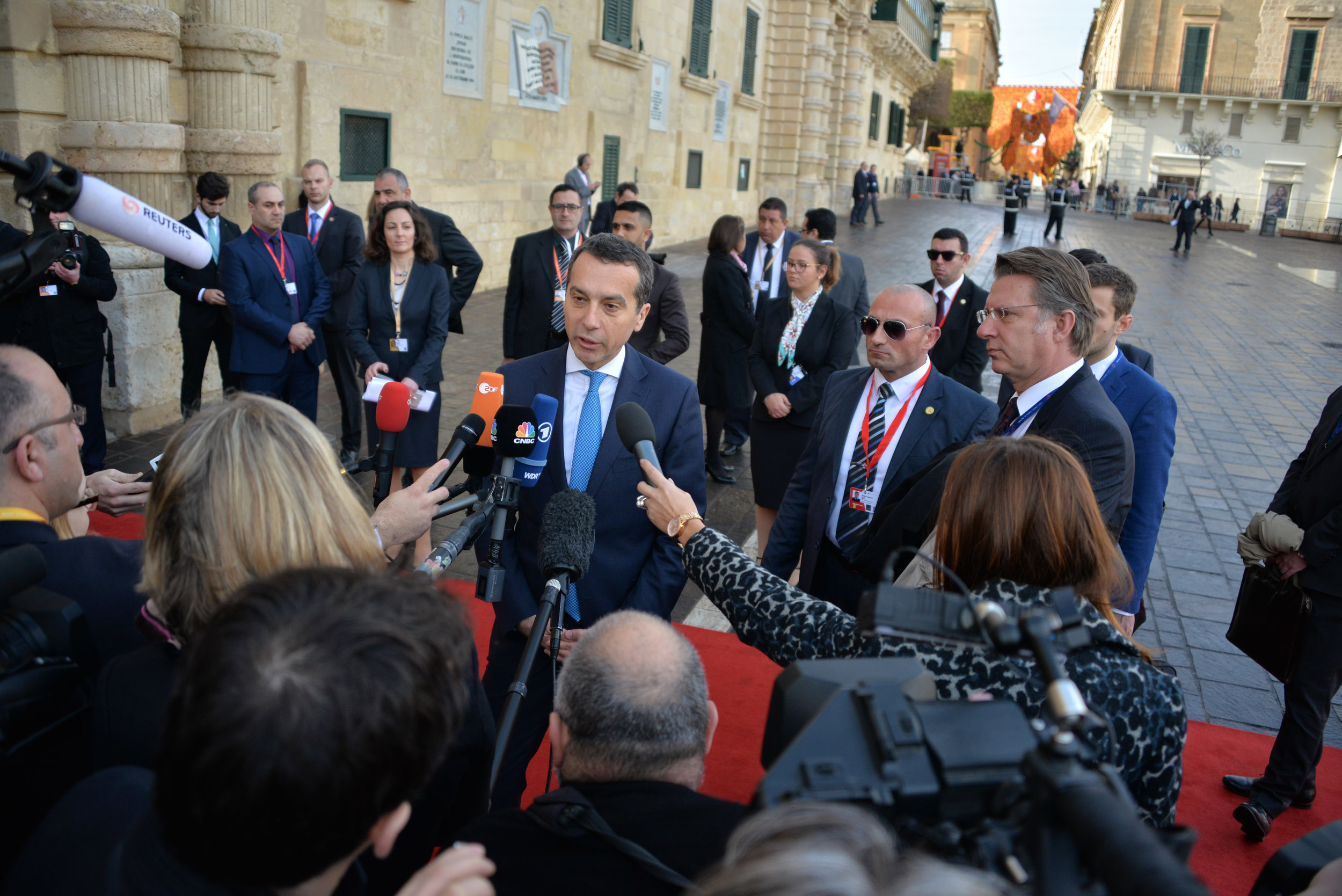  Austrian Chancellor Christian Kern arrives at a summit of the European Council in Valletta, Malta, Friday, Feb. 3, 2017. A continued flow of migrants from the Middle East and Africa is pressuring the European Council to act with some calling for coo