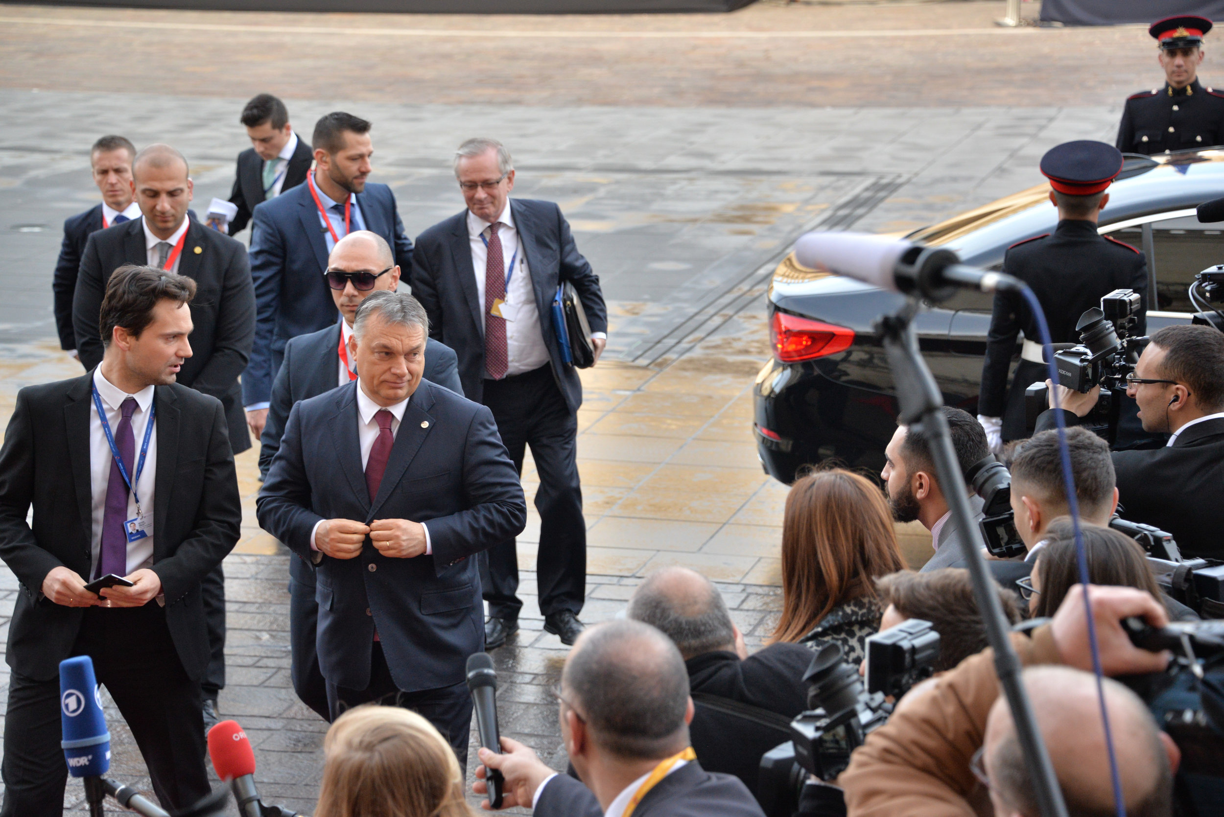  Hungarian Prime Minister Viktor Orbán arrives at a summit of the European Council in Valletta, Malta, Friday, Feb. 3, 2017. A continued flow of migrants from the Middle East and Africa is pressuring the European Council to act with some calling for 