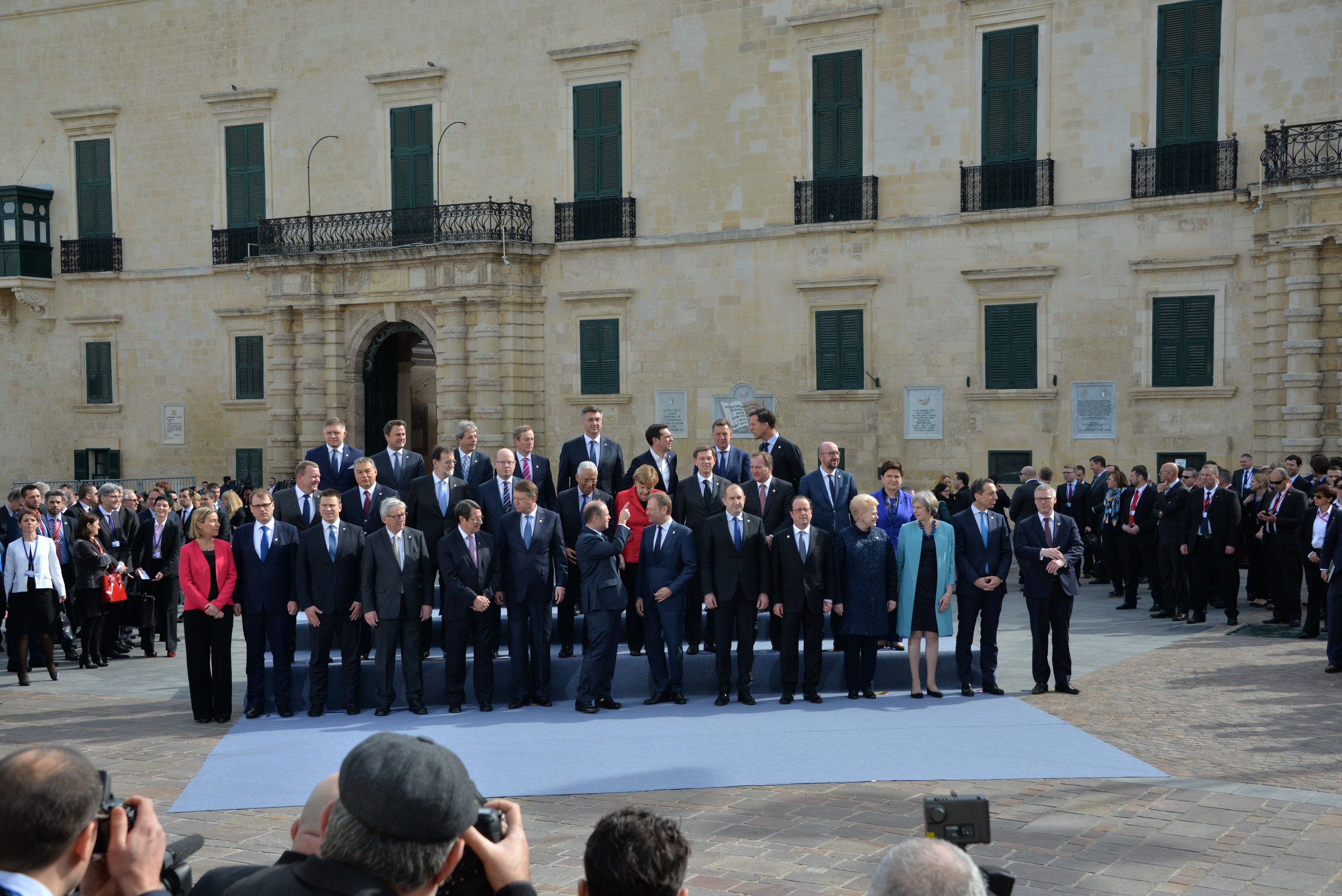  Members of the  European Council in Valletta, Malta, Friday, Feb. 3, 2017. A continued flow of migrants from the Middle East and Africa is pressuring the European Council to act with some calling for cooperation with the Libyan government to stem th