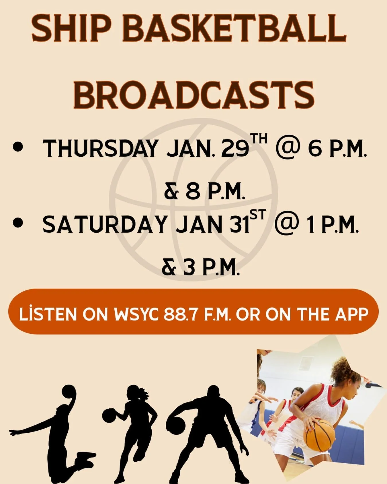 We are starting the WSYC 2026 sports broadcast season hot with two basketball double headers 🏀🔥!

Tune into 88.7 or listen on the app to hear live coverage of the men&rsquo;s and women&rsquo;s Ship basketball games ⛹️&zwj;♀️.

#shippensburguniversi