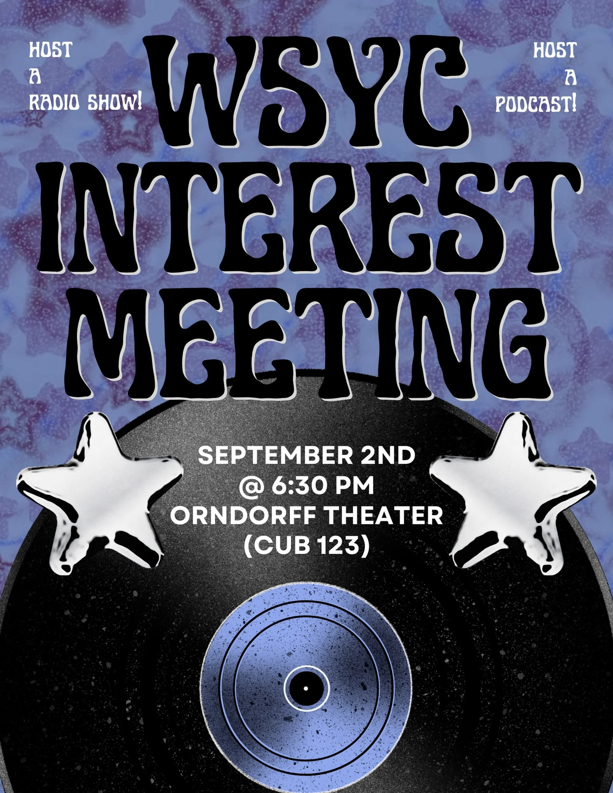 Interesting in joining WSYC?🎶🎙️Come join us September 2nd @ 6:30PM in Orndorff Theater to hear all about WSYC!

Whether you&rsquo;re interested in radio, music, podcasts, news, sports, or just looking to try something new, this is the perfect chanc