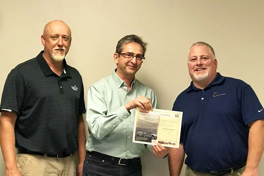 (pictured left to right) Brent Dietzman, Quality Manager – Romo Durable Graphics, Marek Goncerzewicz, Purchasing ASQ Engineering Manager – Yamaha Motor Company, Jon Weber, VP Operations – Romo Durable Graphics