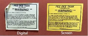Environmental testing reveals the affects of sun and harsh weather on digital- v. screen-printed decals.