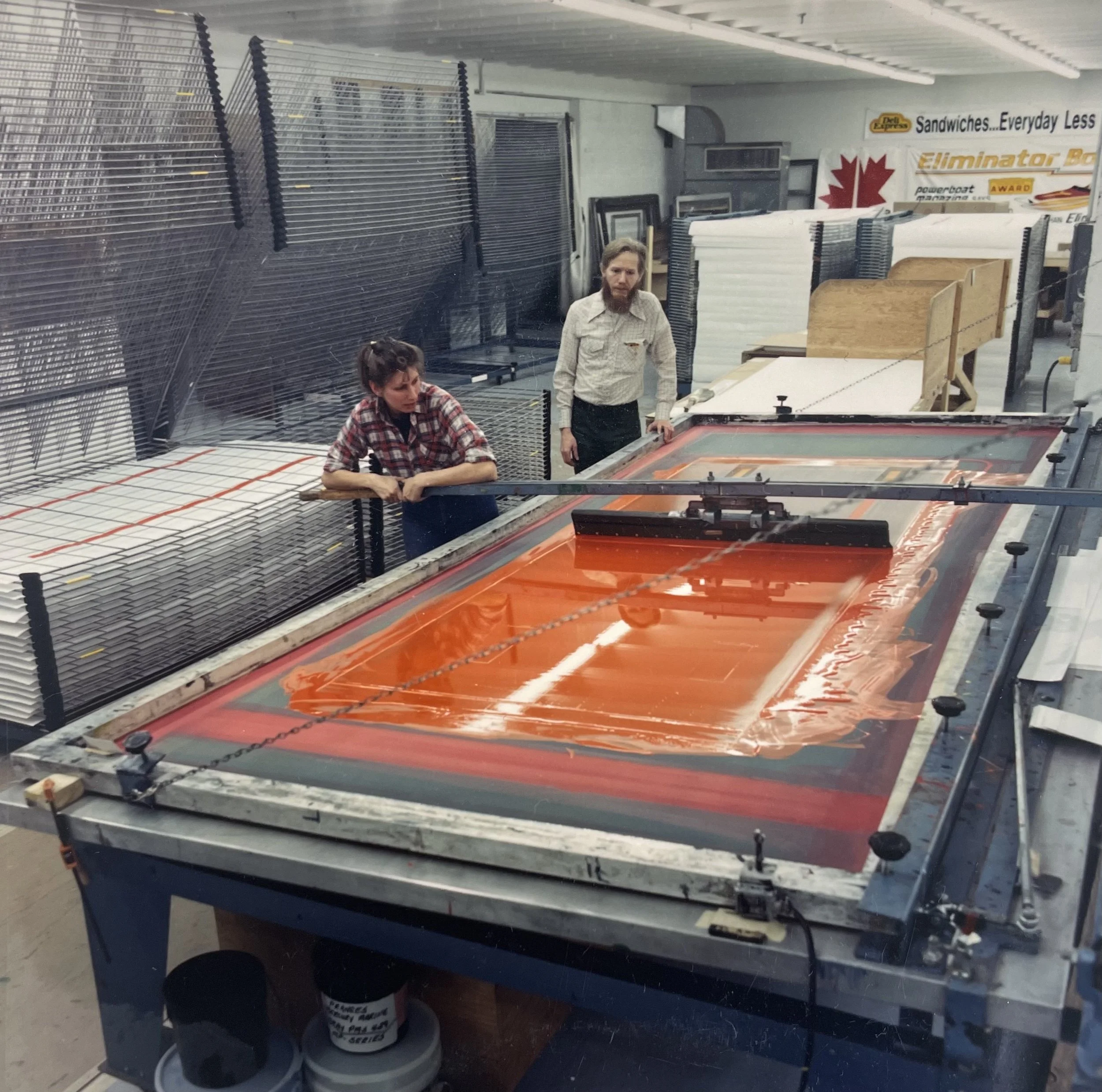 Manual printing large screen images.