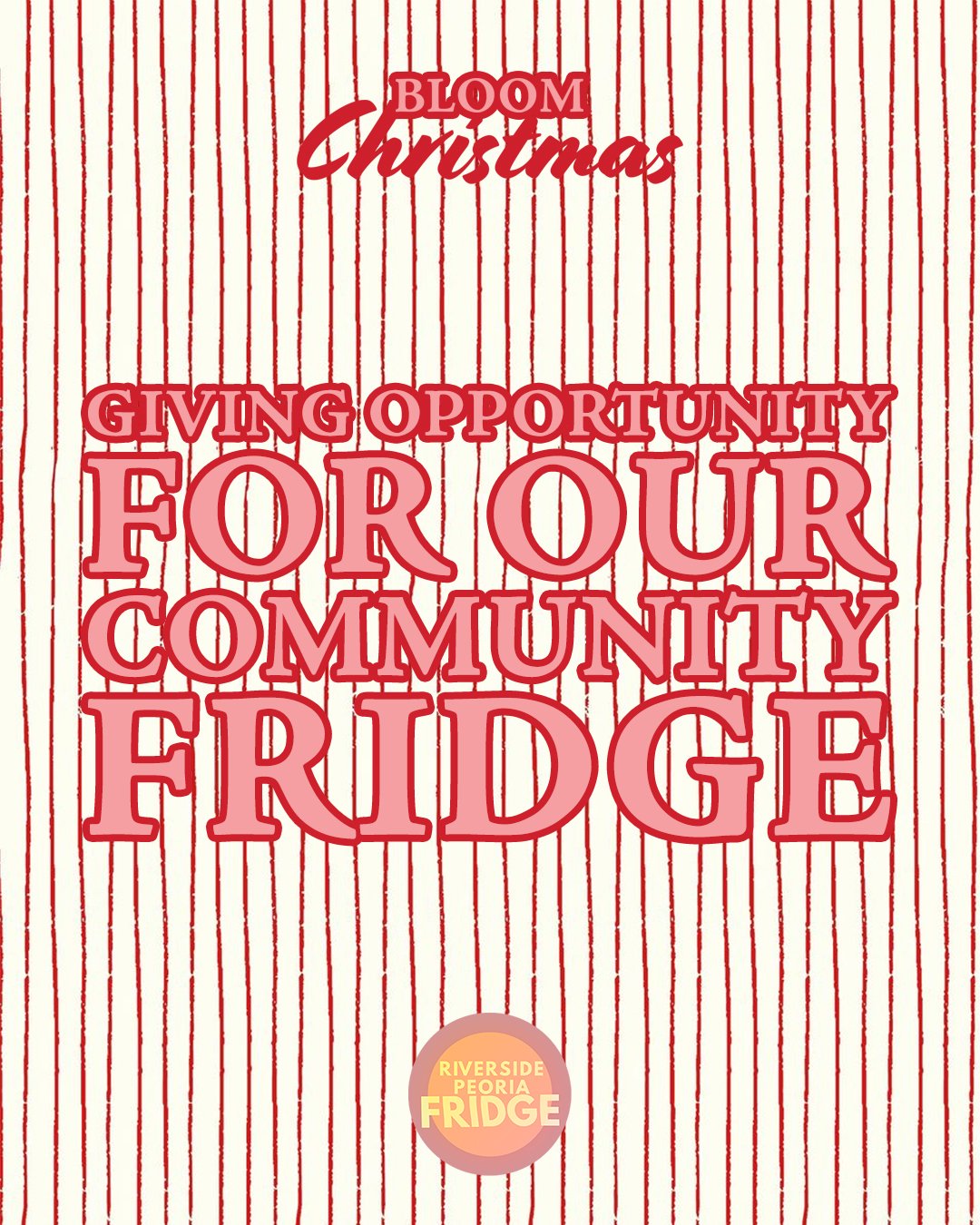 Bloom Christmas is just a few days away! We can't wait to see all of you! This year we will be taking donations for @riversidepeoriafridge that night! We will be accepting grocery gift cards so that our volunteers can stock the fridge! If you'd like 