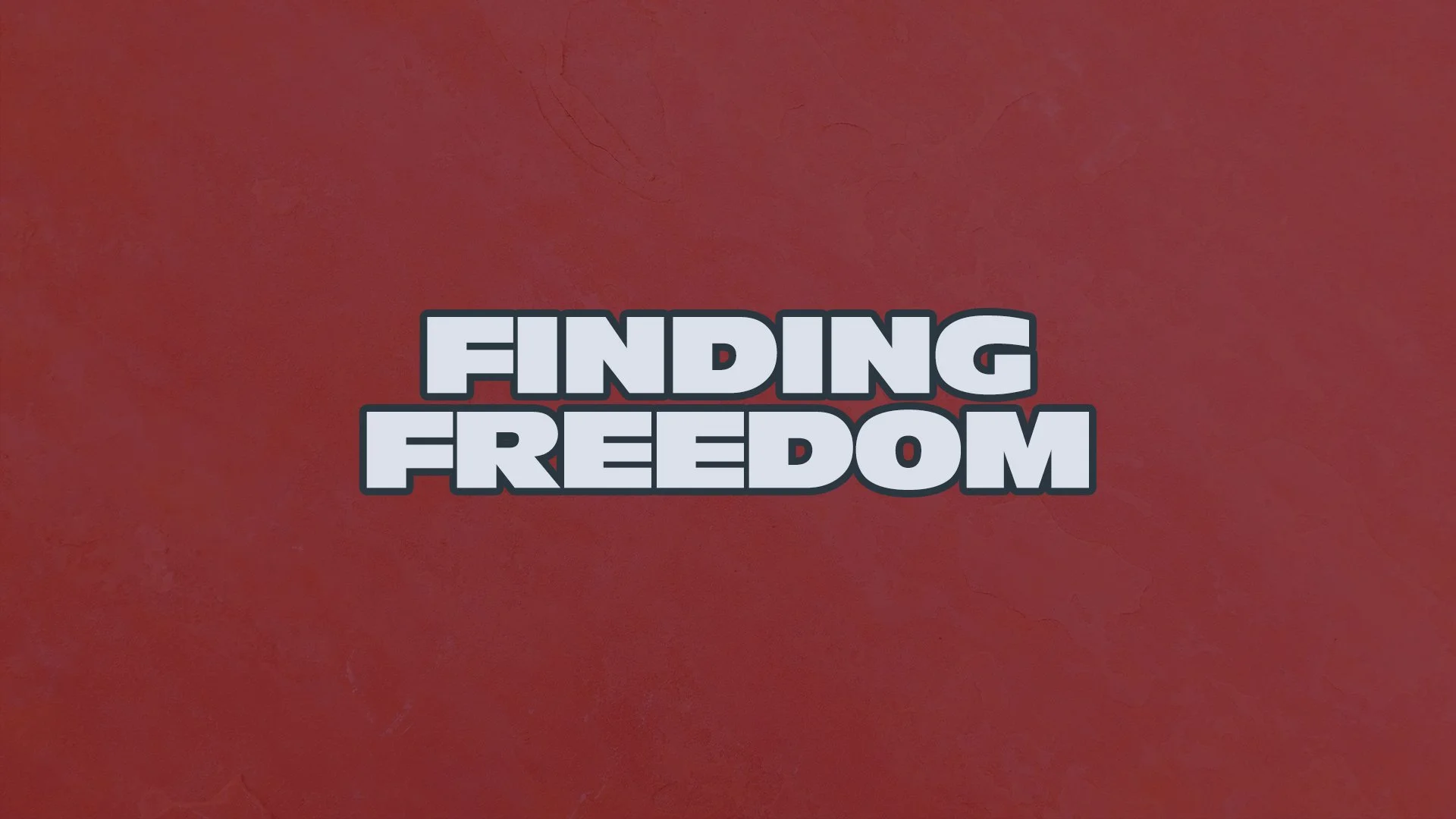 Text overlay saying 'Finding Freedom' on a textured reddish background.