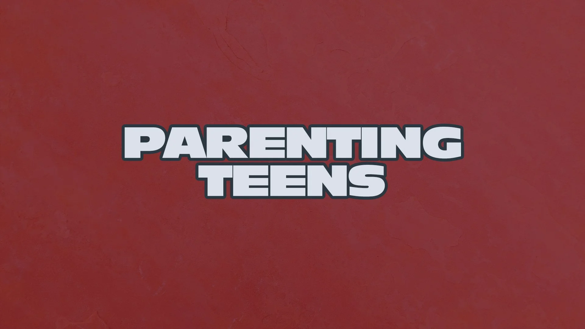 Text on a red background that reads 'Parenting Teens' in bold, stylized white and black letters.