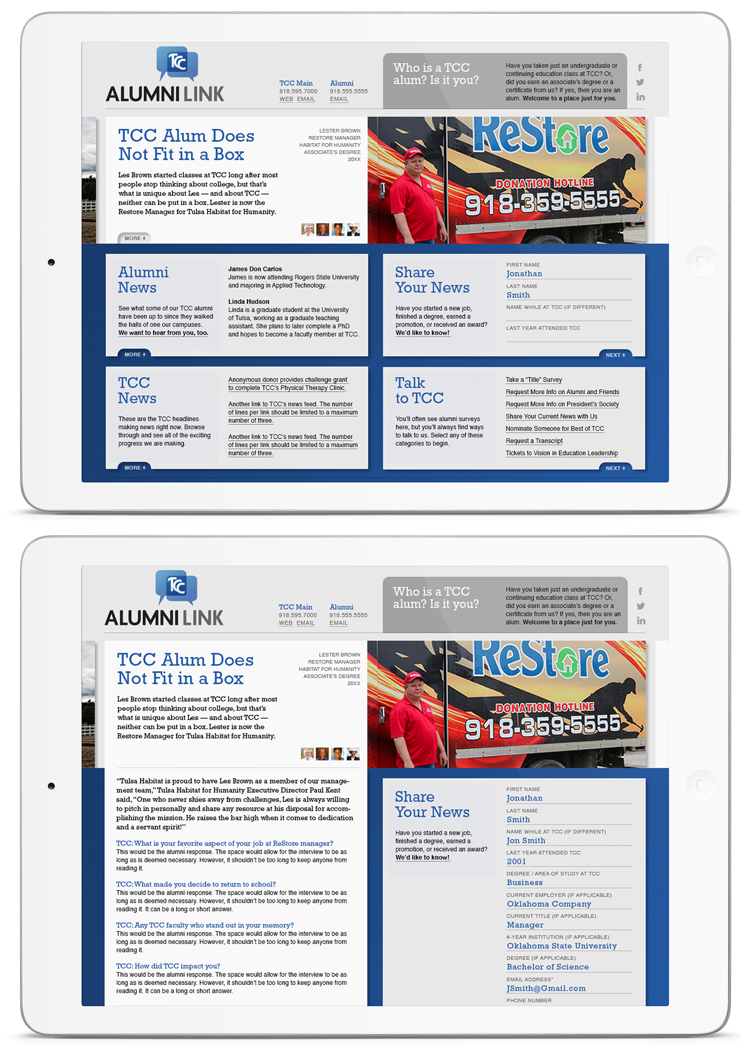 Tulsa Community College Educational microsite