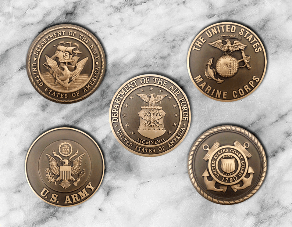 Cast Bronze Military Seals - Cast Bronze Relief Seals - Military Insignias - Masterwork Plaques