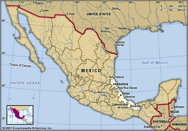 Veracruz is located on Mexico's east coast on the Gulf of Mexico.